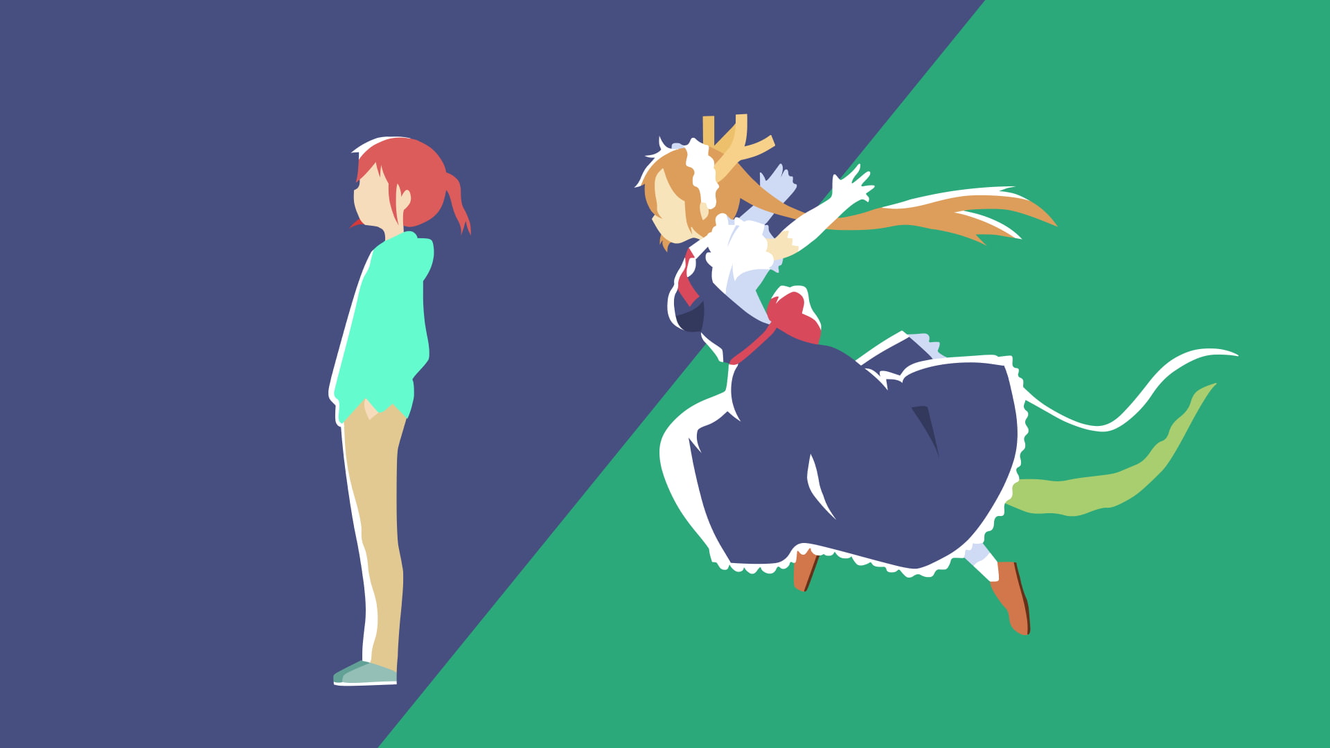 Yuki-Neh, Kobayashi-san Chi no Maid Dragon, Tohru (Kobayashi-san Chi no Maid Dragon), domestic, domestic animals, outdoors, vertebrate, fun, nature, child, HD Wallpaper