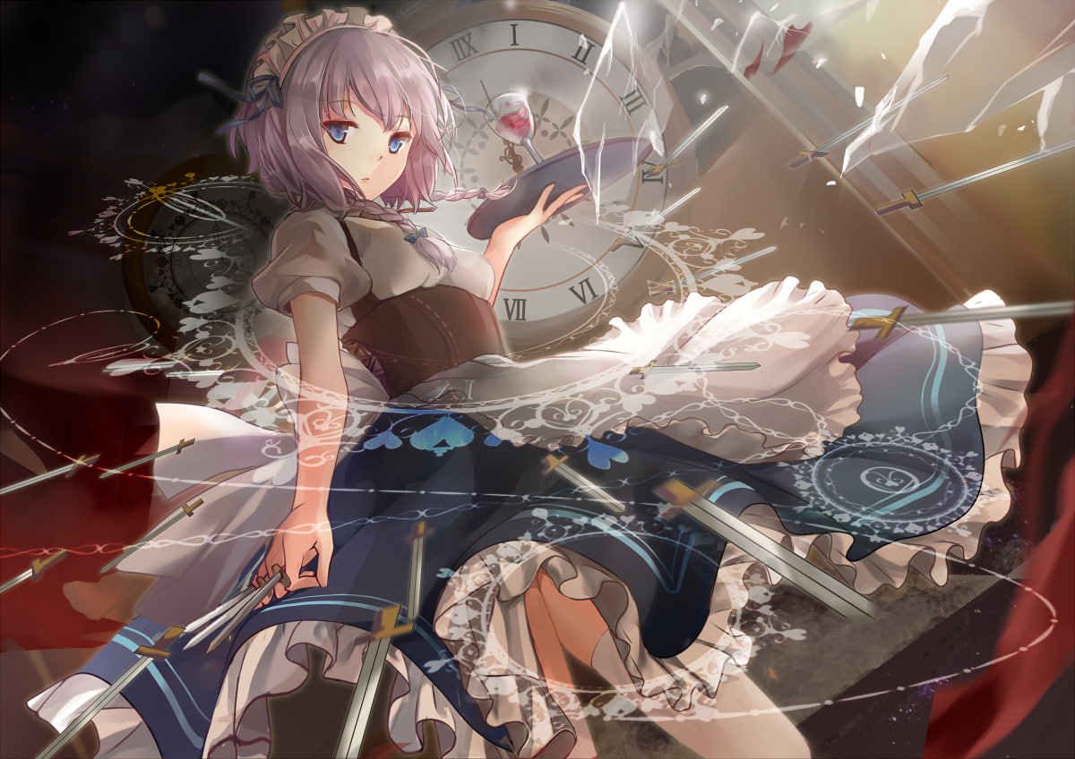 apron, female likeness, day, Touhou, weapon, lifestyles, real people, one person, fashion, thigh-highs, Izayoi Sakuya, women, mannequin, 480P, representation, HD Wallpaper