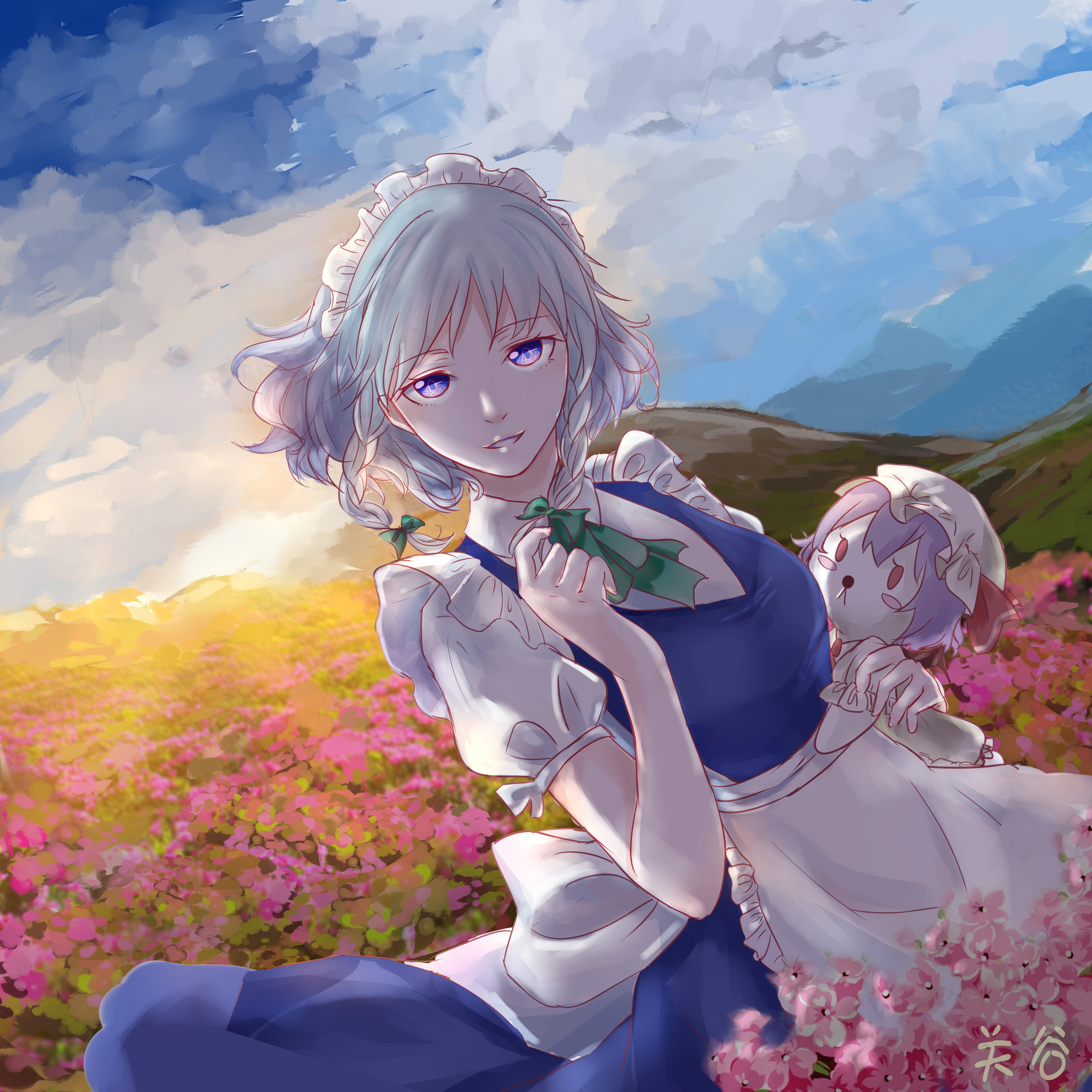 Touhou, maid, Izayoi Sakuya, anime girls, 4K, anime, Phone HD Wallpaper