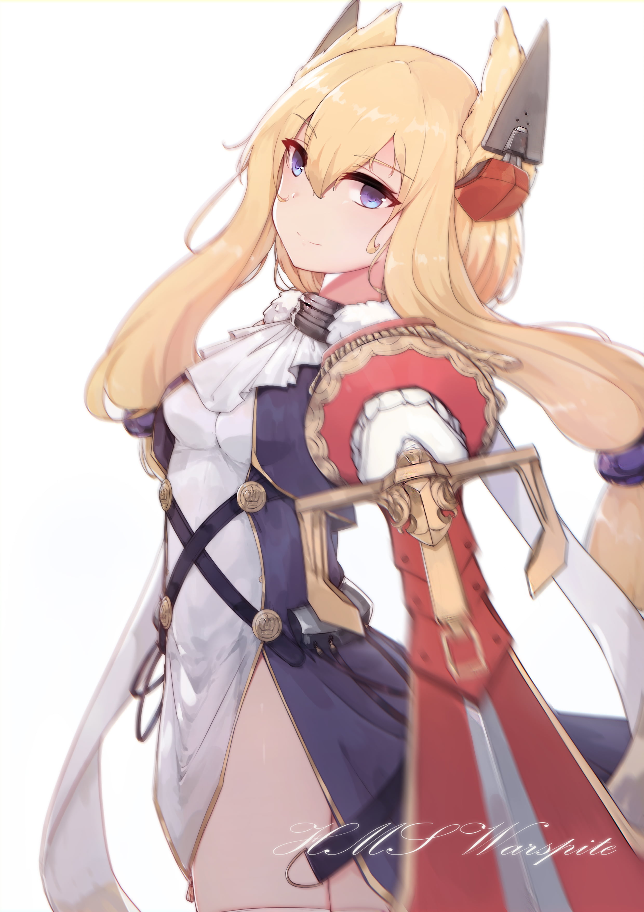 sword, Azur Lane, anime girls, simple background, anime, 2K, Warspite (Azur Lane), Phone HD Wallpaper