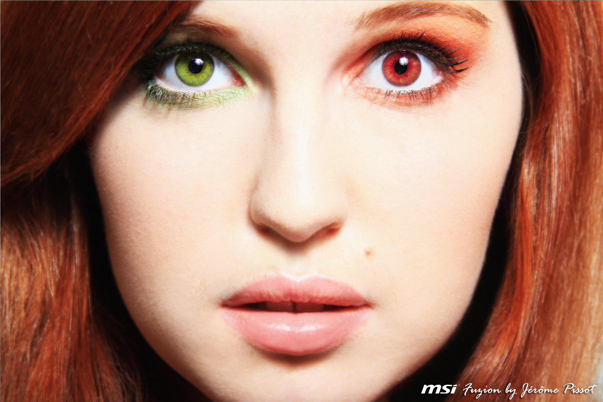 color correction, face, redhead, 1080P, moles, model, women, HD Wallpaper