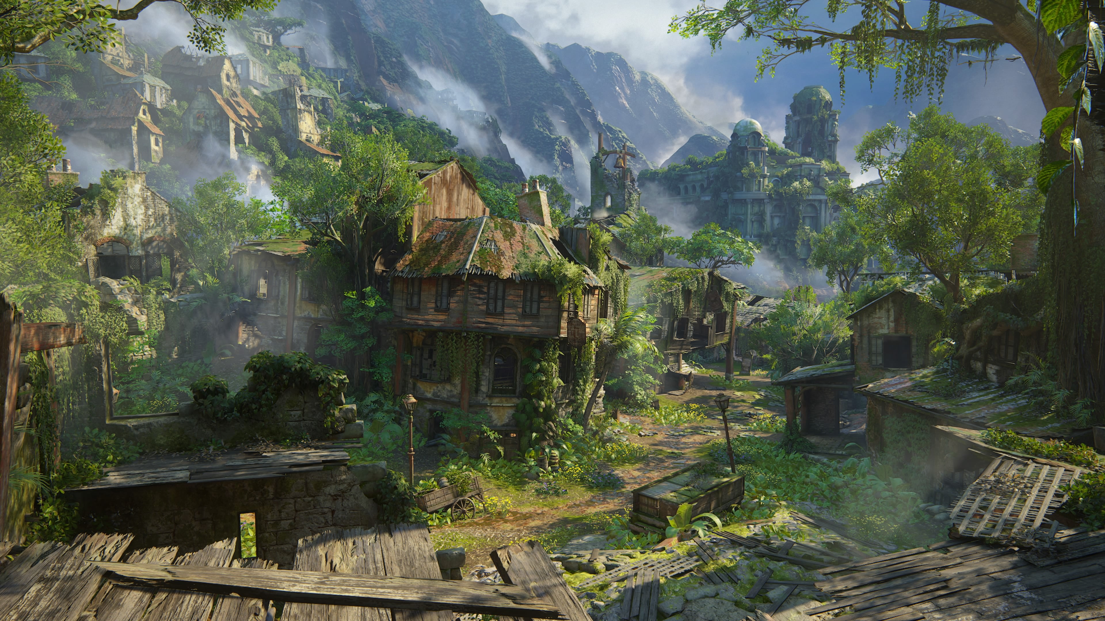 video games, city, old building, 4K, overgrown, Uncharted 4, PlayStation 4, Harvest, ruins, nature, HD Wallpaper