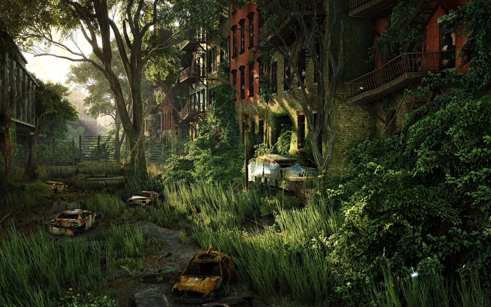 architecture, trunk, Overgrown, mode of transportation, no people, nature, forest, built structure, 1080P, transportation, growth, green color, building exterior, HD Wallpaper
