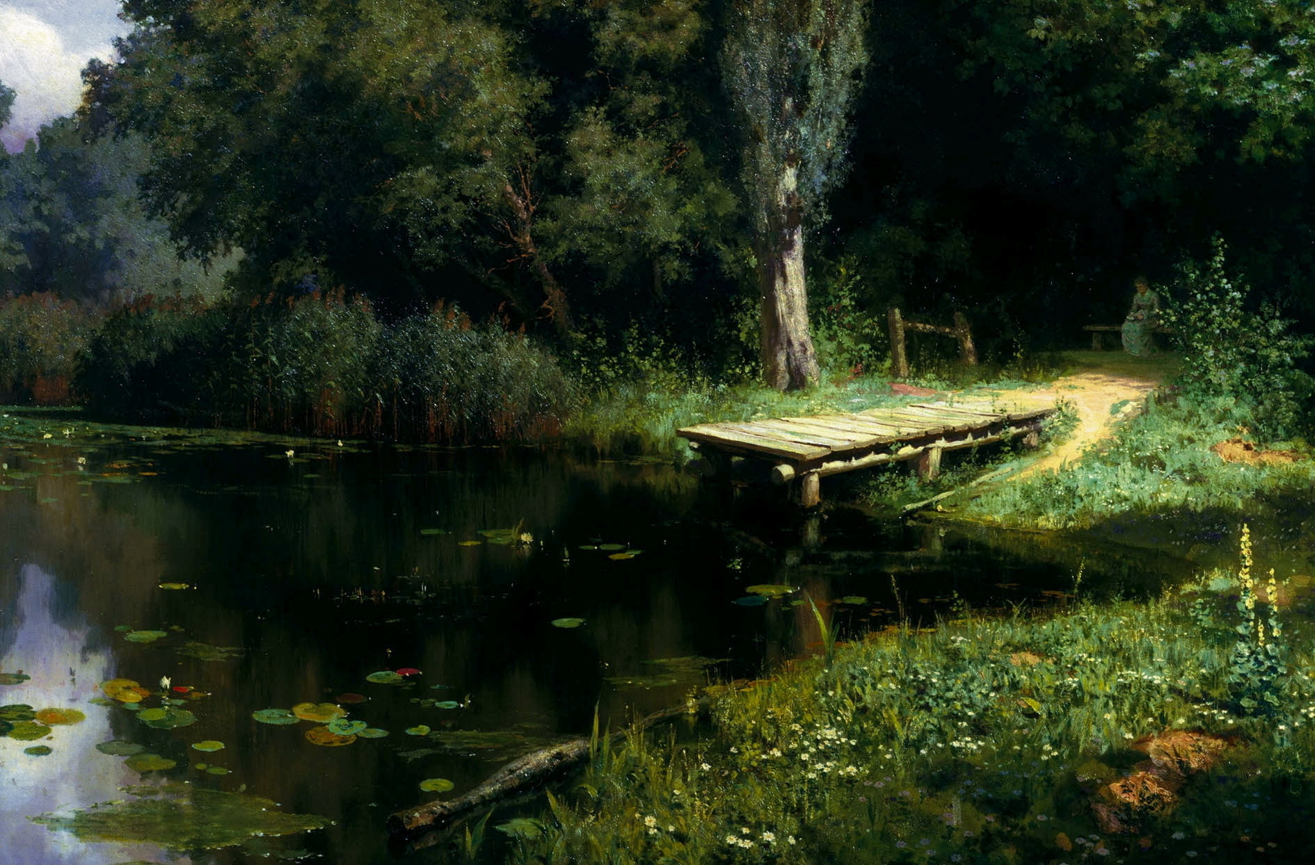 floating on water, woodland, no People, park - Man Made Space, tree, pond, autumn, scenics - nature, green Color, day, leaf, non-Urban Scene, water-lilies, HD Wallpaper