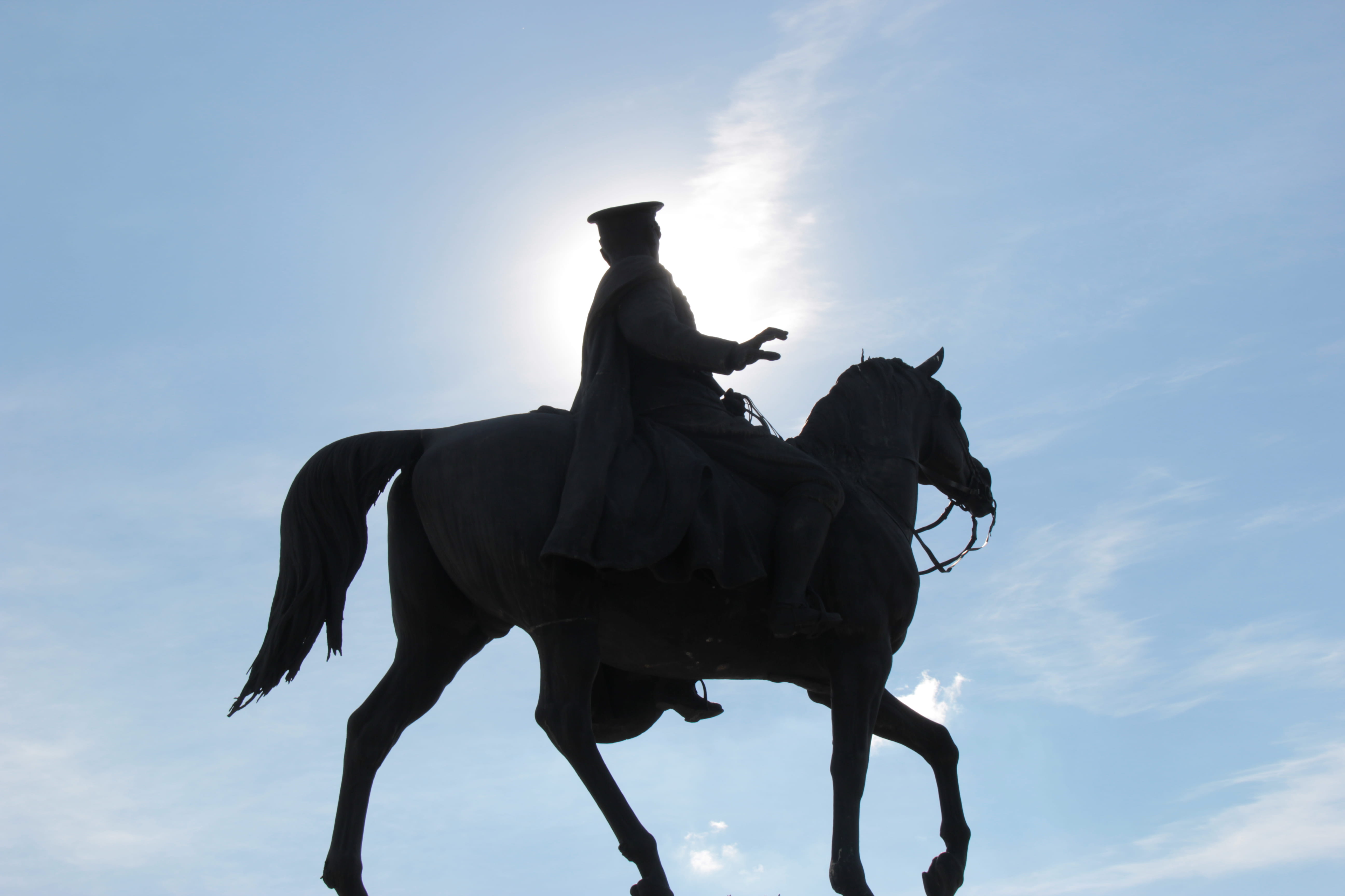 vertebrate, horseback riding, low angle view, art, architecture, statue, ride, livestock, ataturk, tower, monument, person, spire, mammal, equestrian, silhouette, HD Wallpaper