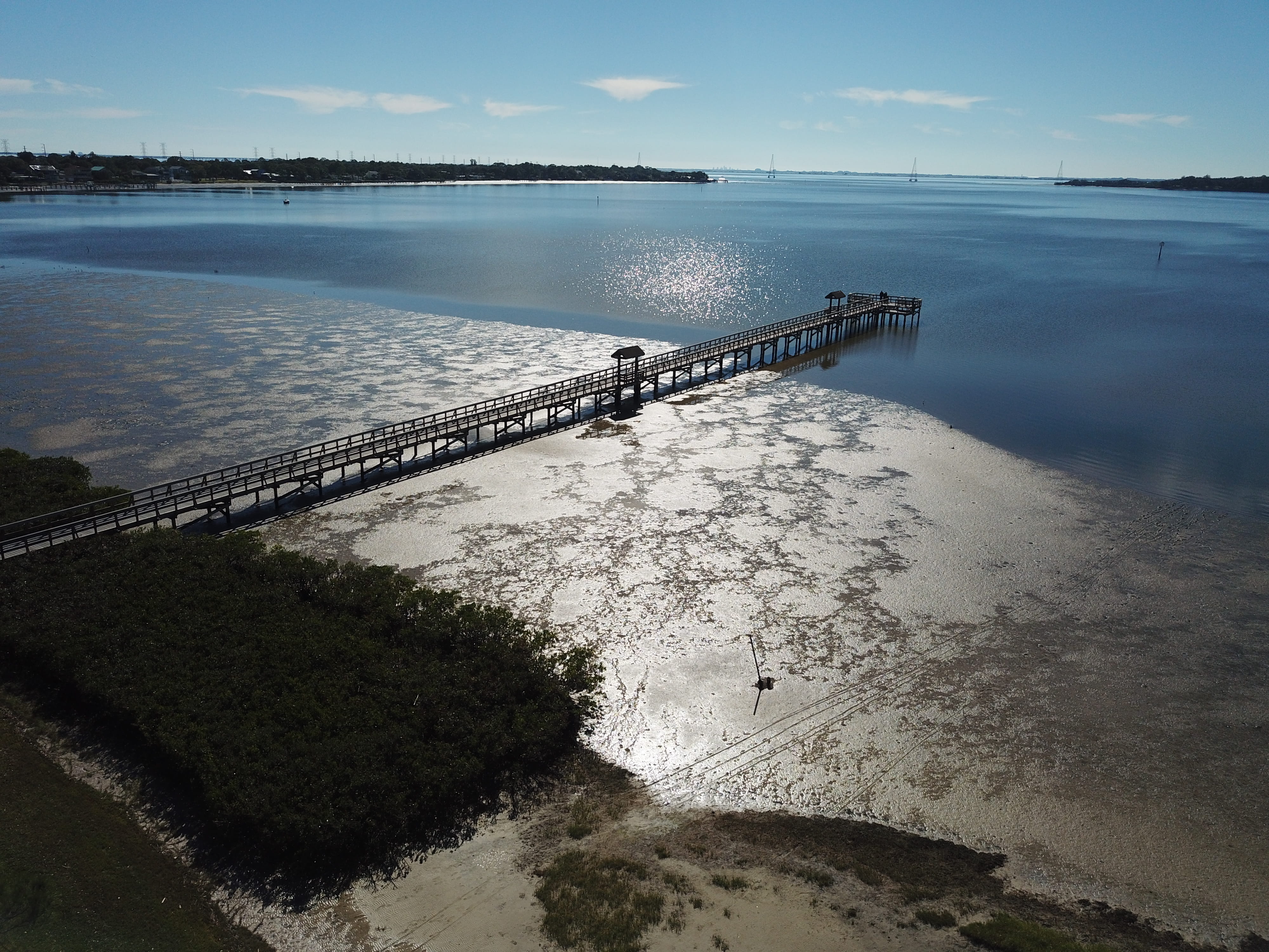 beauty in nature, drone view, Oldsmar Park, beach, no people, tranquility, Anita Denunzio, 4K, oldsmar, Fishing Pier, sky, nature, united states, drone shot, HD Wallpaper