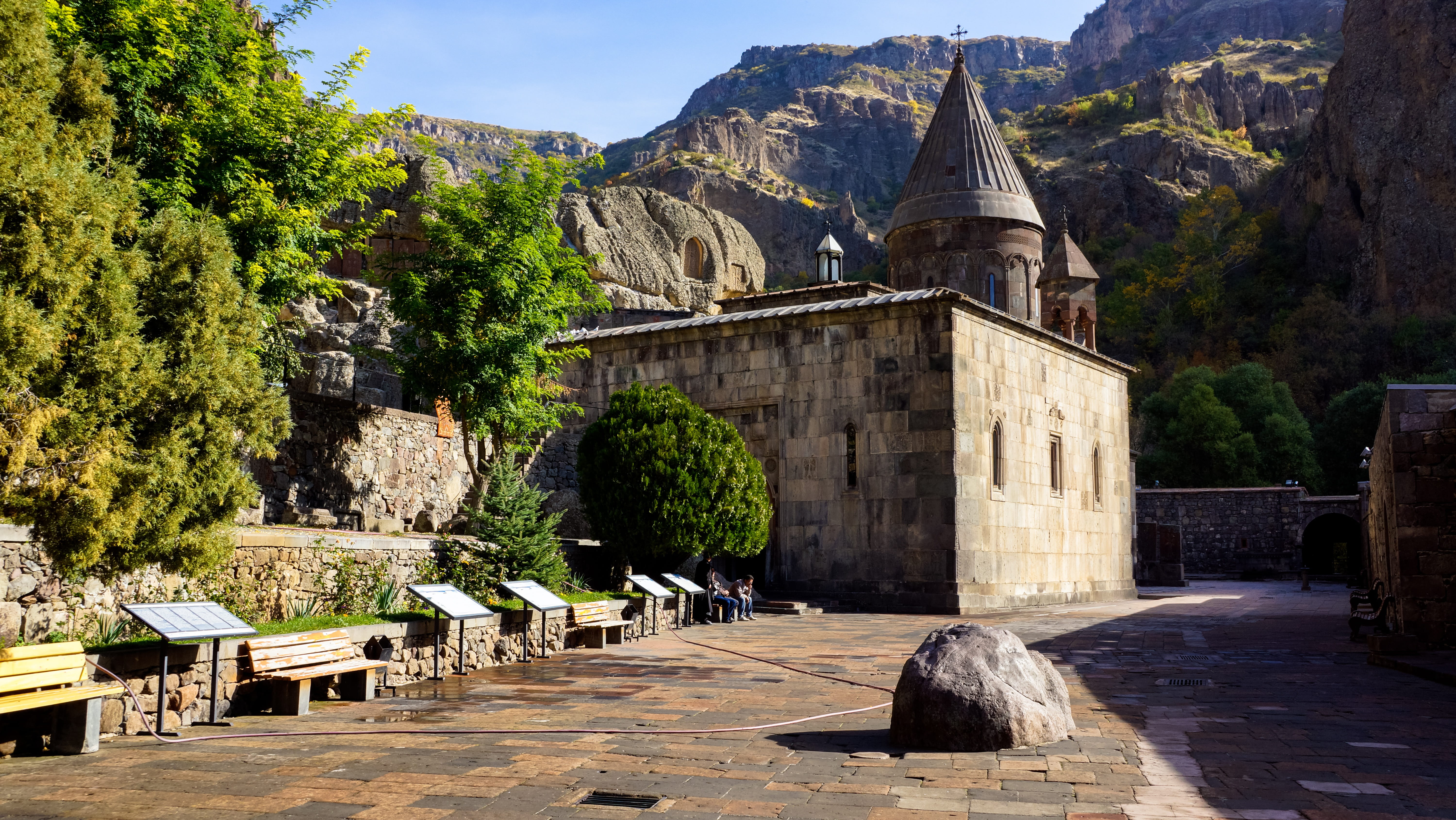 mountain, spirituality, no people, tree, solid, religion, armenia, sunlight, built structure, outdoors, old, day, world heritage, christian, history, orthodox, HD Wallpaper