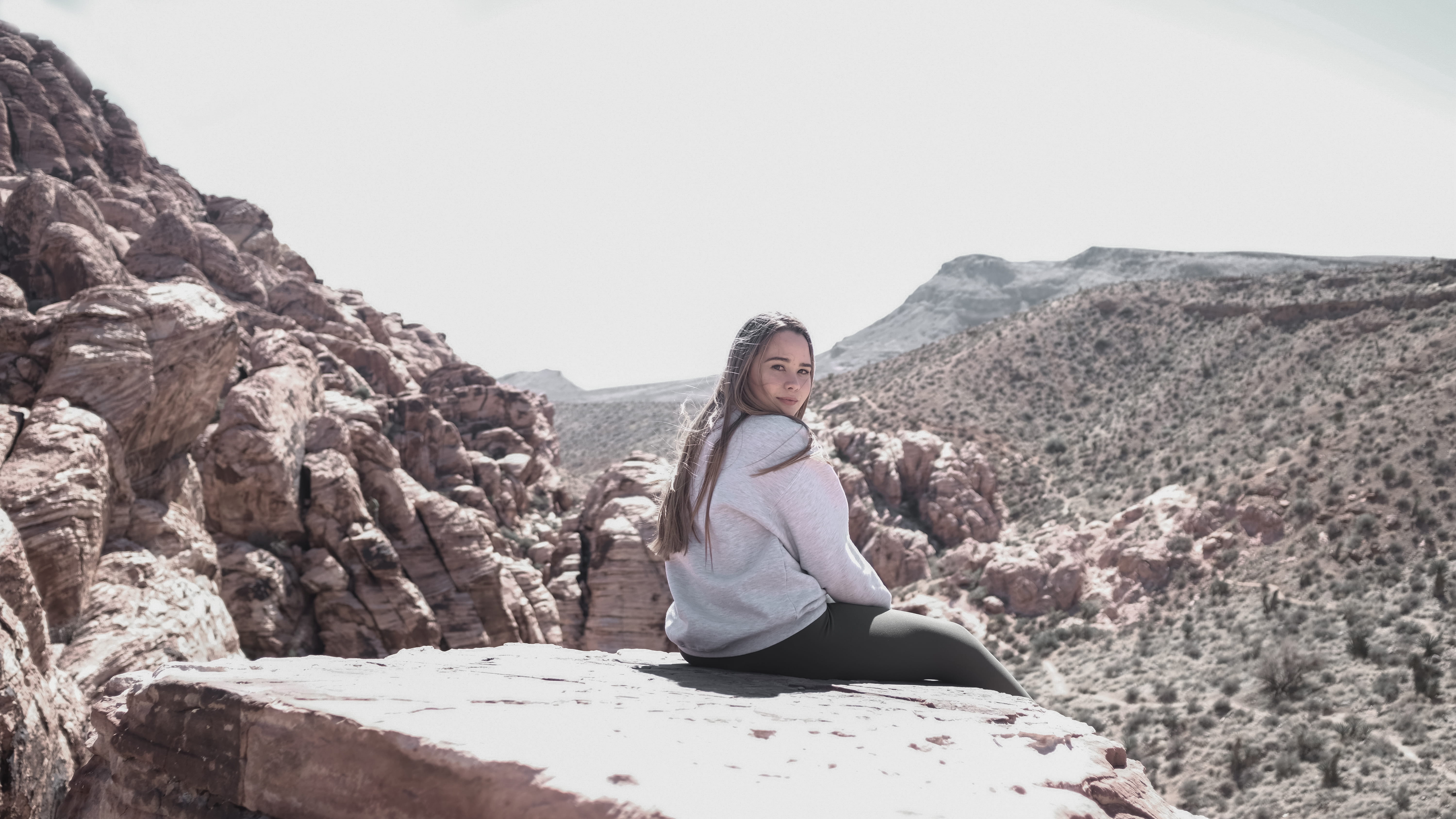 outdoors, real people, rock formation, mountains, rock - object, woman in nature, moses vega, mountain, sky, lifestyles, long sleeve, formation, beauty in nature, HD Wallpaper