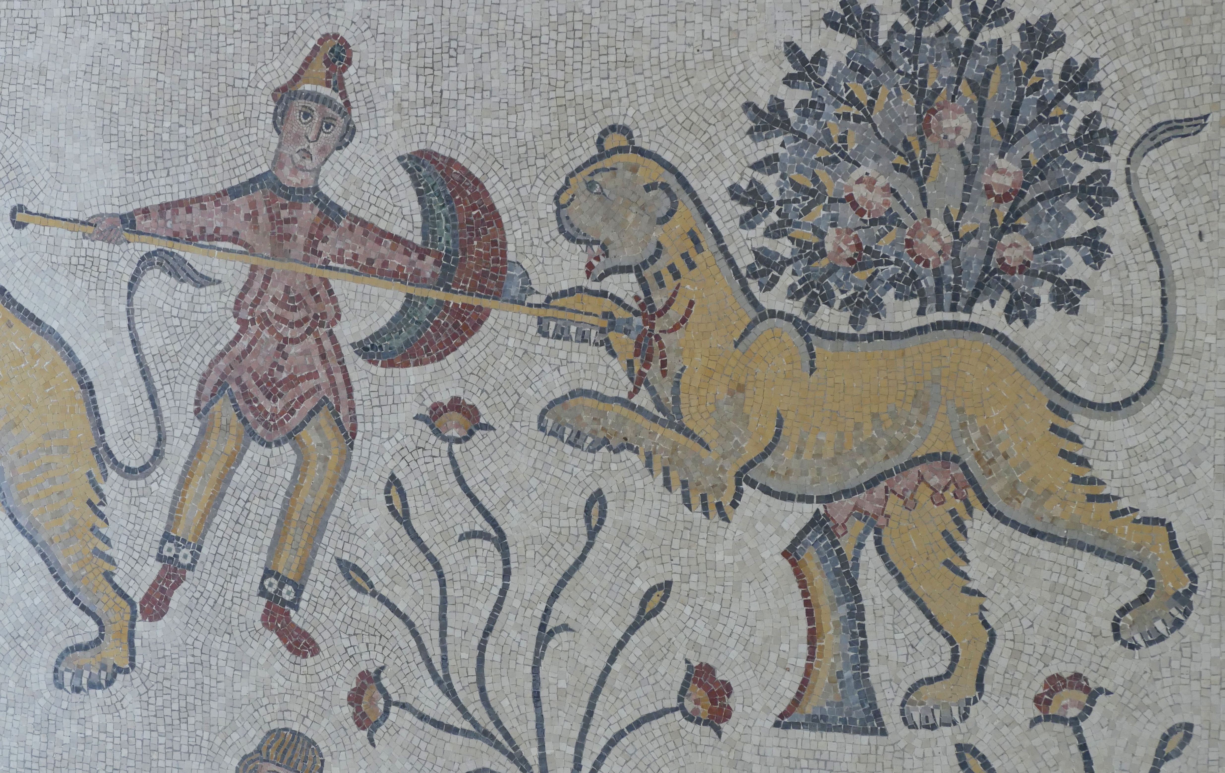 human representation, mural, indoors, animal, 4K, no people, mosaic, art, multi colored, architecture, bible, hunting, pattern, monastery, ornate, image, HD Wallpaper