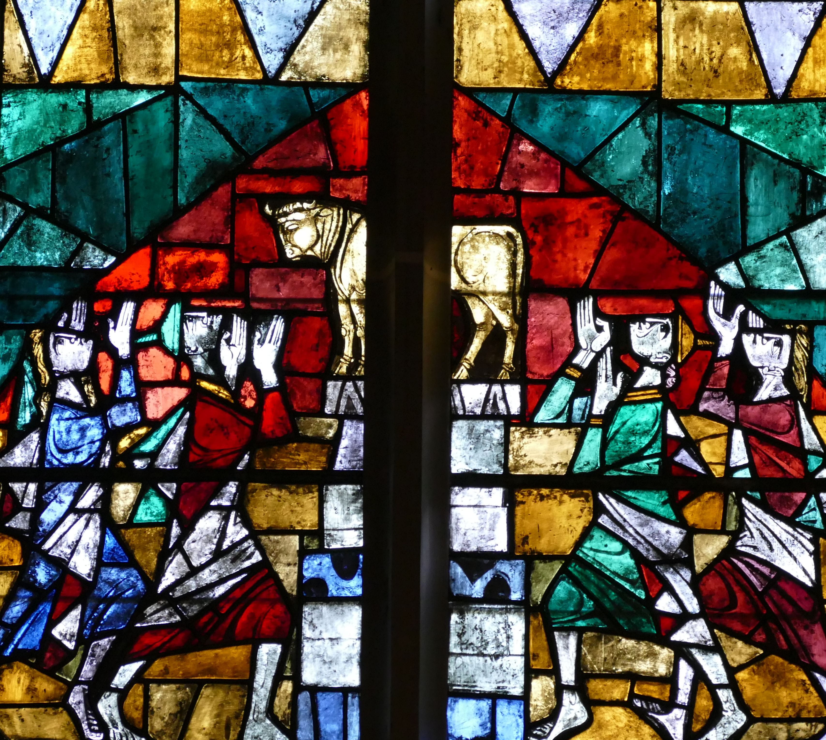 architecture, design, belief, floral pattern, christianity, art, religion, day, calf, stained glass, faith, multi colored, outdoors, creativity, wall - building feature, HD Wallpaper
