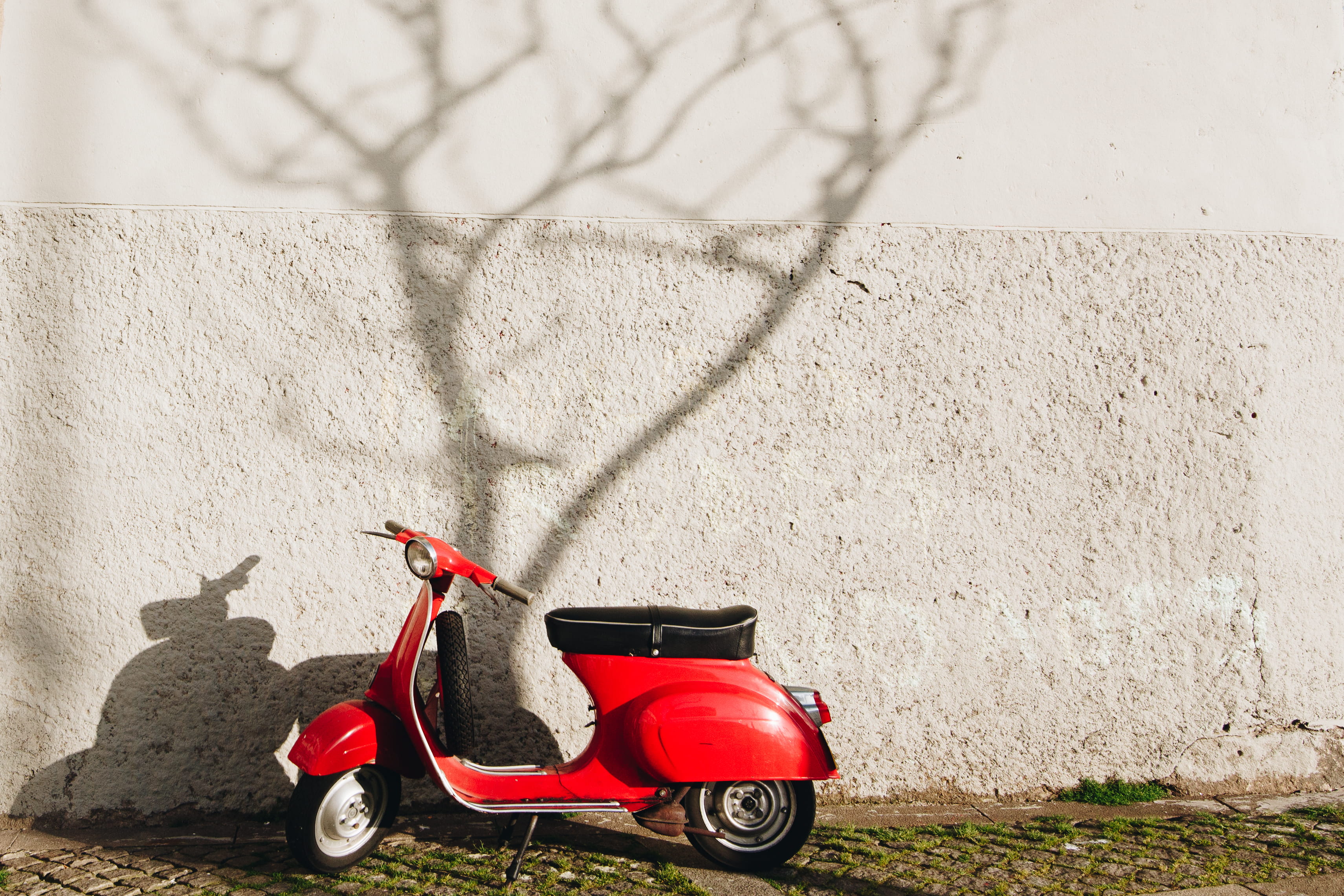 pavement, broken, footpath, 2K, day, vespa, city center, motor, color, scooter, no people, concrete, wheel, street, retro, nature, built structure, toy, HD Wallpaper