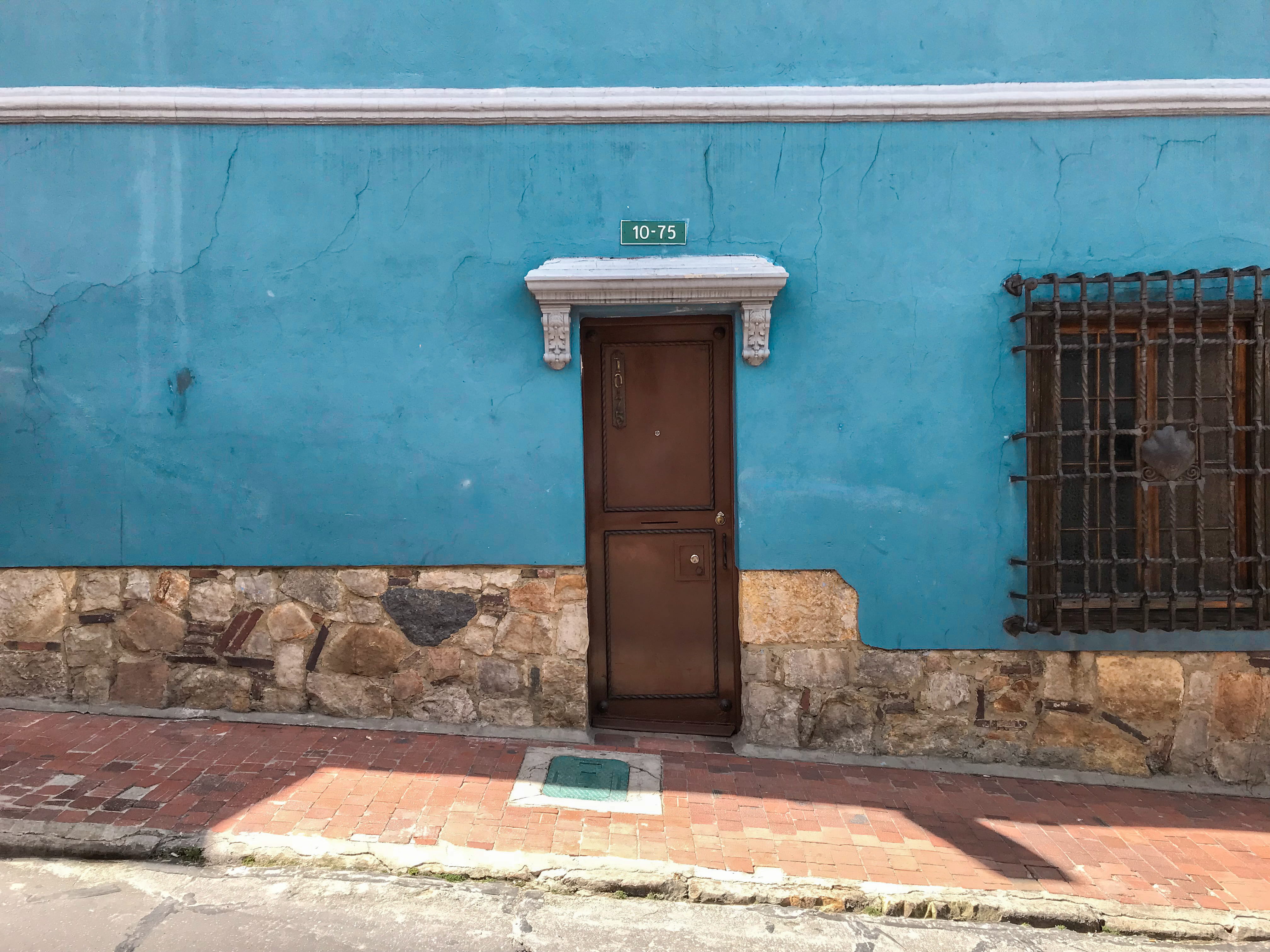 empty, protection, building, wooden, street, window, brown, bricks, day, no people, house, urban, sidewalk, architecture, daylight, shut, metal, blue, building exterior, HD Wallpaper