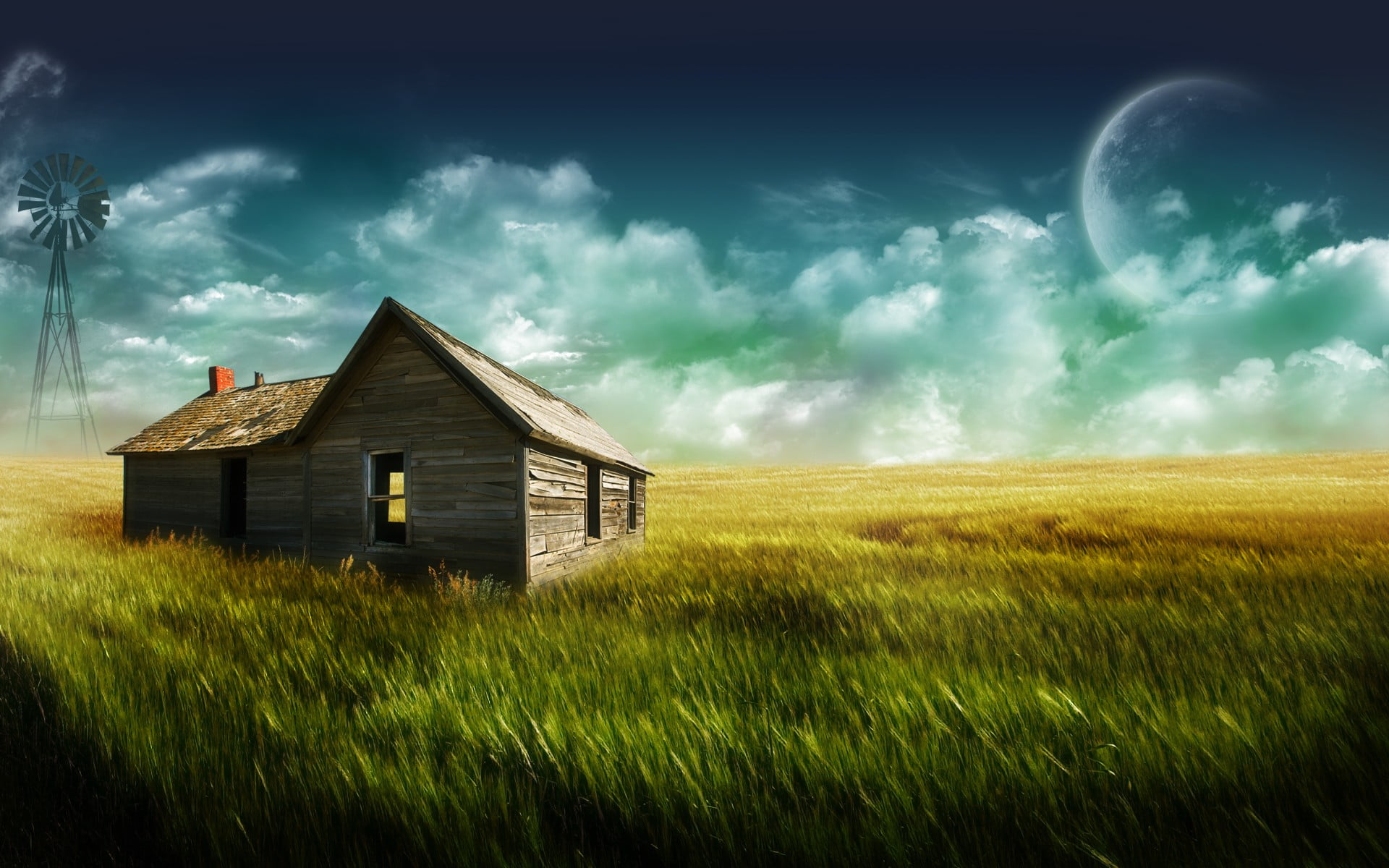 digital art, brown, outdoors, crop, building, midst, shack, architecture, house, wooden, beauty in nature, plant, nature, building exterior, no people, HD Wallpaper