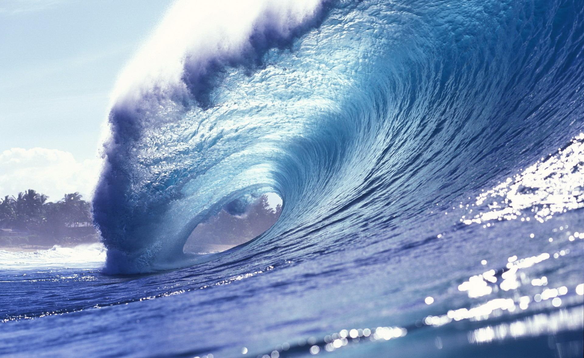 1080P, high, nature and landscapes, wave, gigantic, water, blue, HD Wallpaper