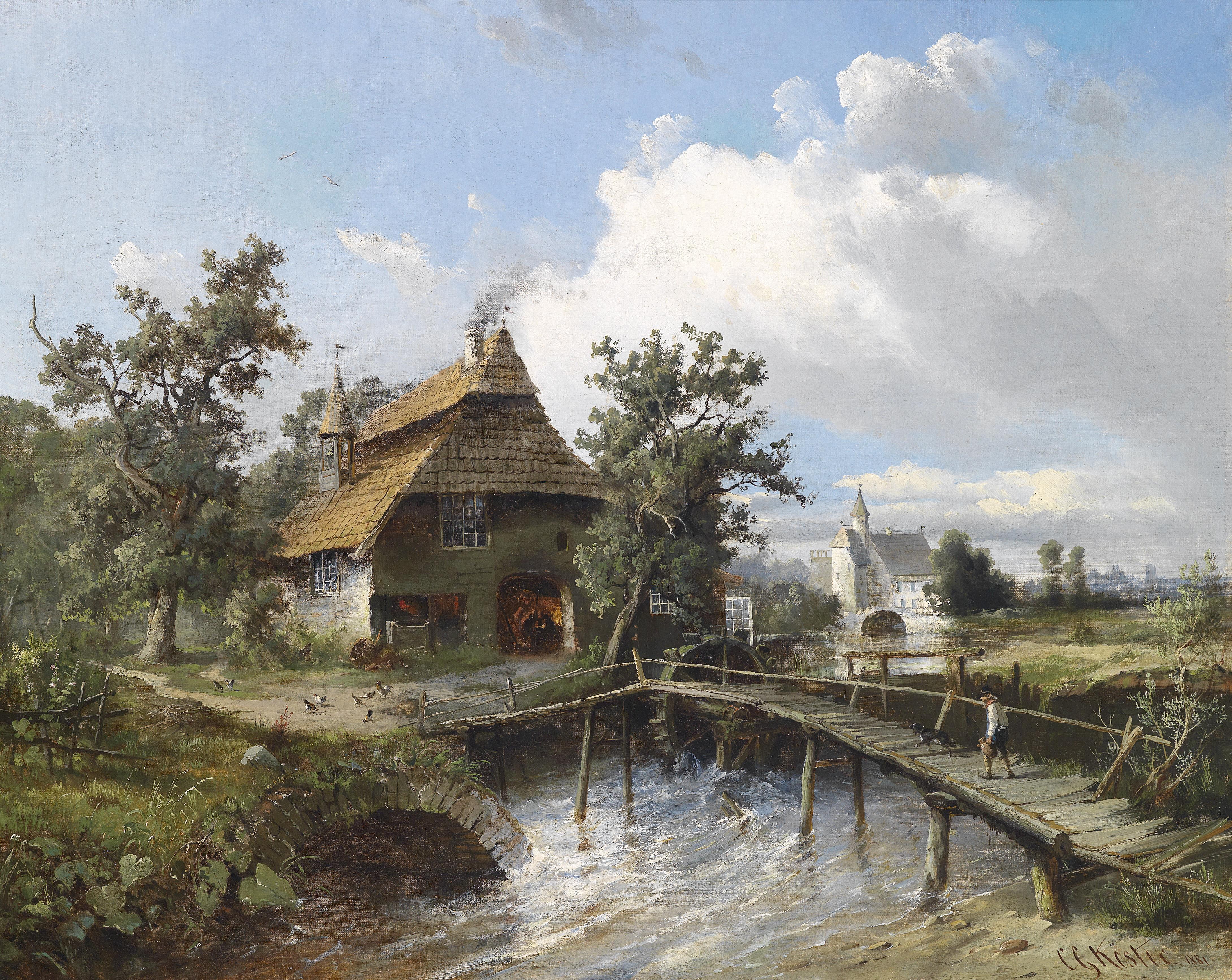 picture, Smiths Creek, 4K, Carl Georg Köster, 1881, painting, HD Wallpaper