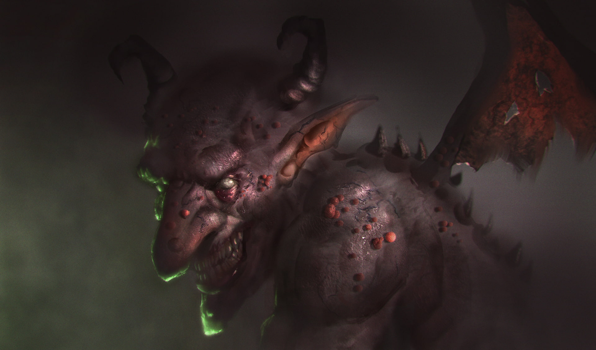 Imp, 1080P, art, evil, the devil, horns, wings, HD Wallpaper