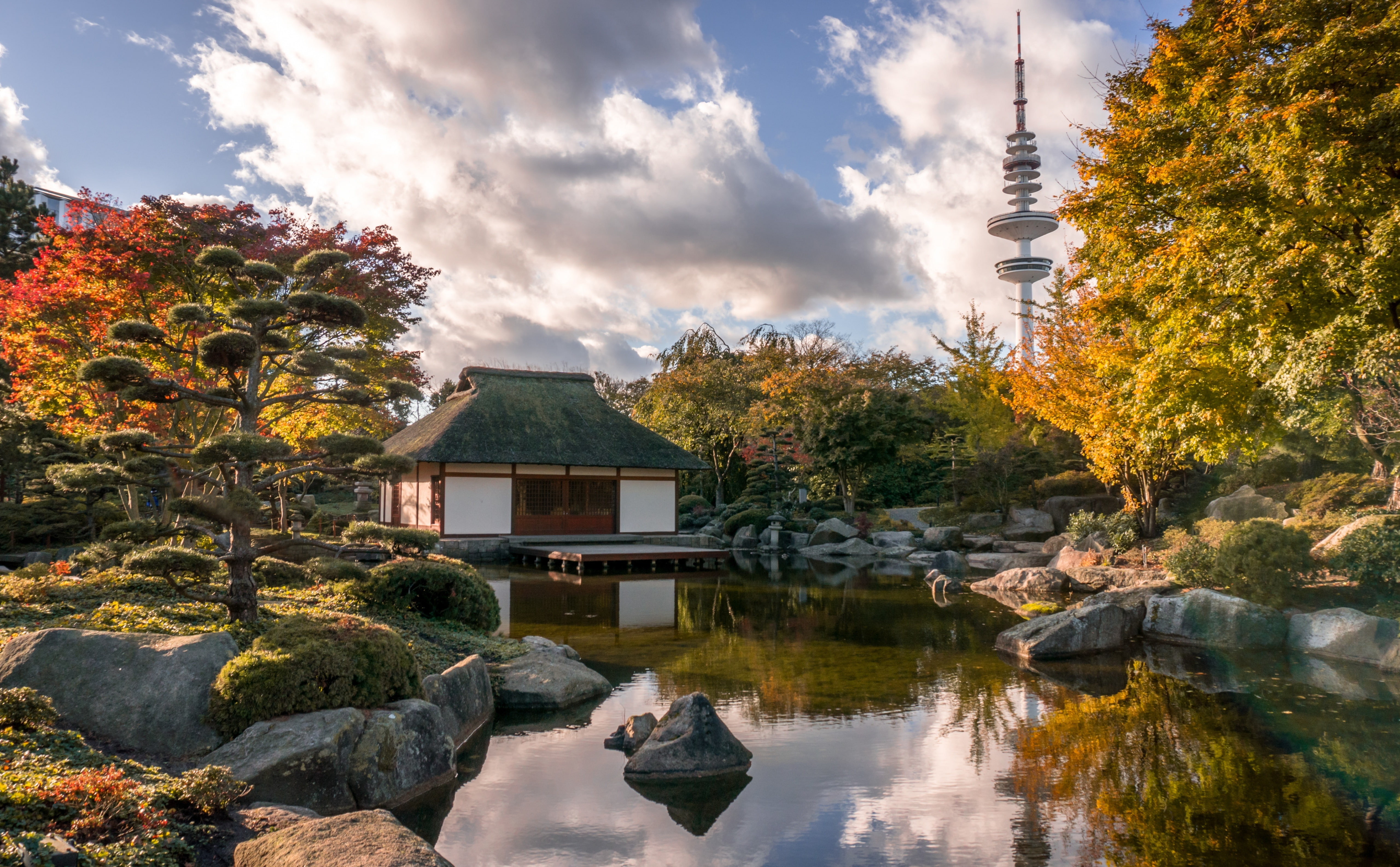 teahouse, teagarden, no people, garden, white, japanese, Nature, beauty in nature, plant, tree, 5K, heinrich-hertz-turm, hdr, germany, tranquility, outdoors, HD Wallpaper