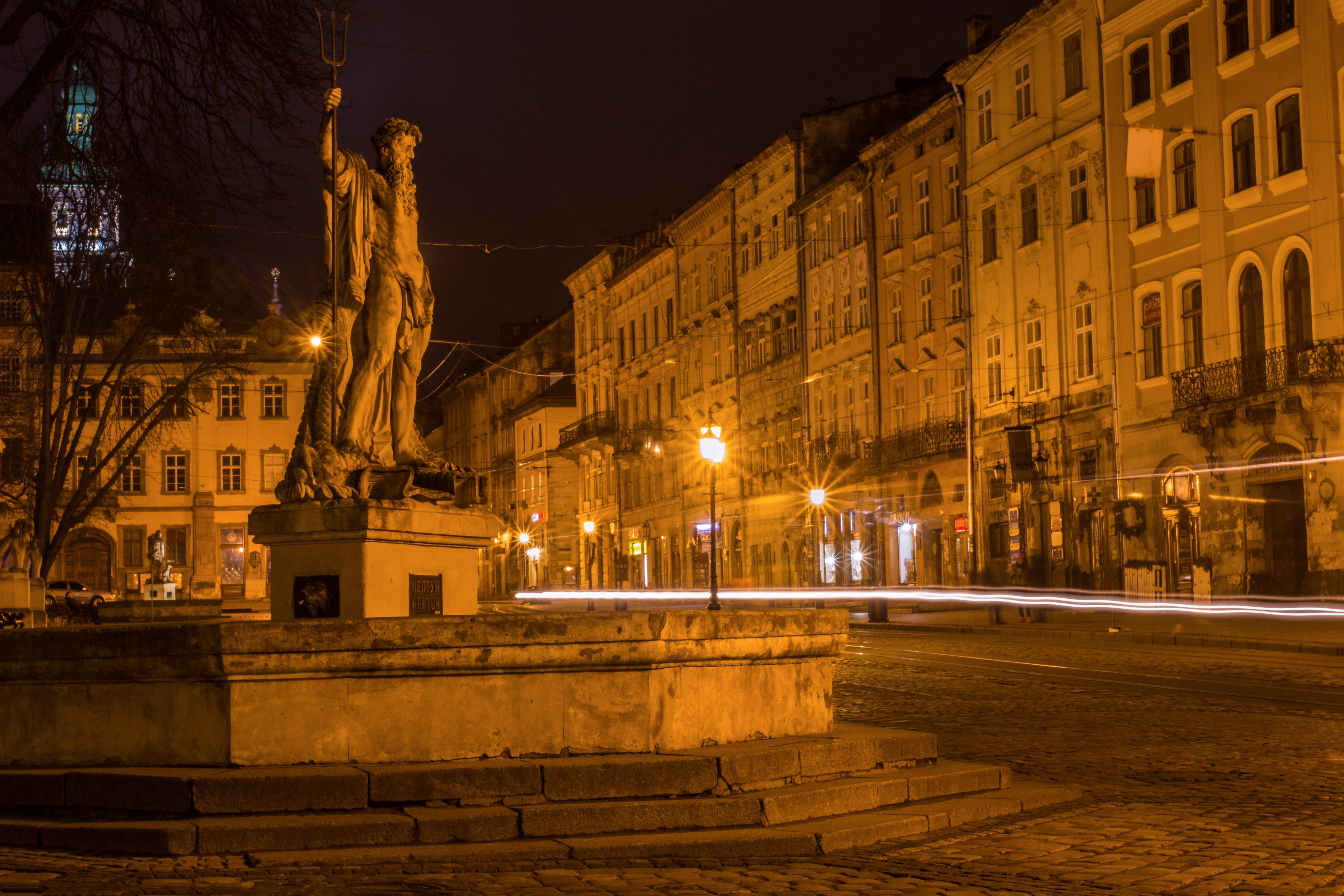 european, nature, tourist, lviv, house, ukrainian language, night, milestone, lights, journey, area, sculpture, residential district, statue, tree, the past, HD Wallpaper