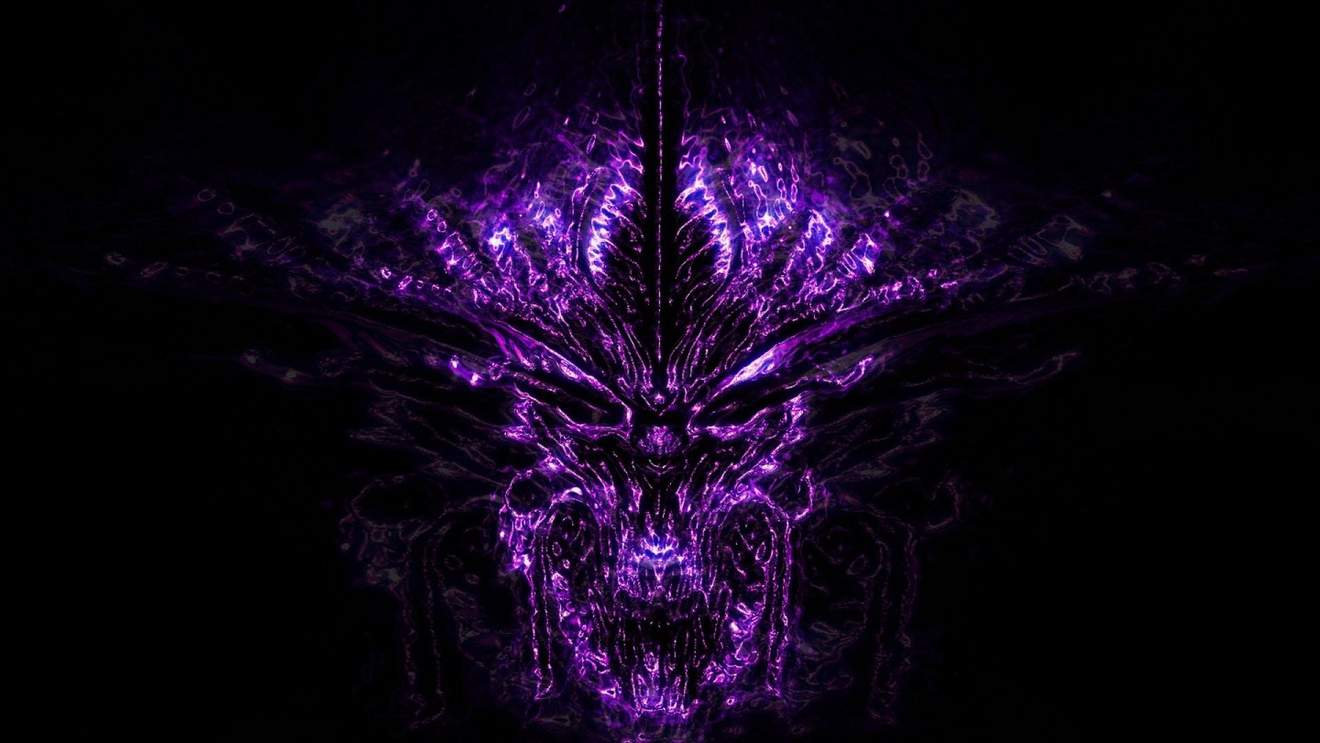 motion, night, creativity, abstract, Diablo III, black background, pattern, light, dark, indoors, illuminated, glowing, light - natural phenomenon, purple, HD Wallpaper