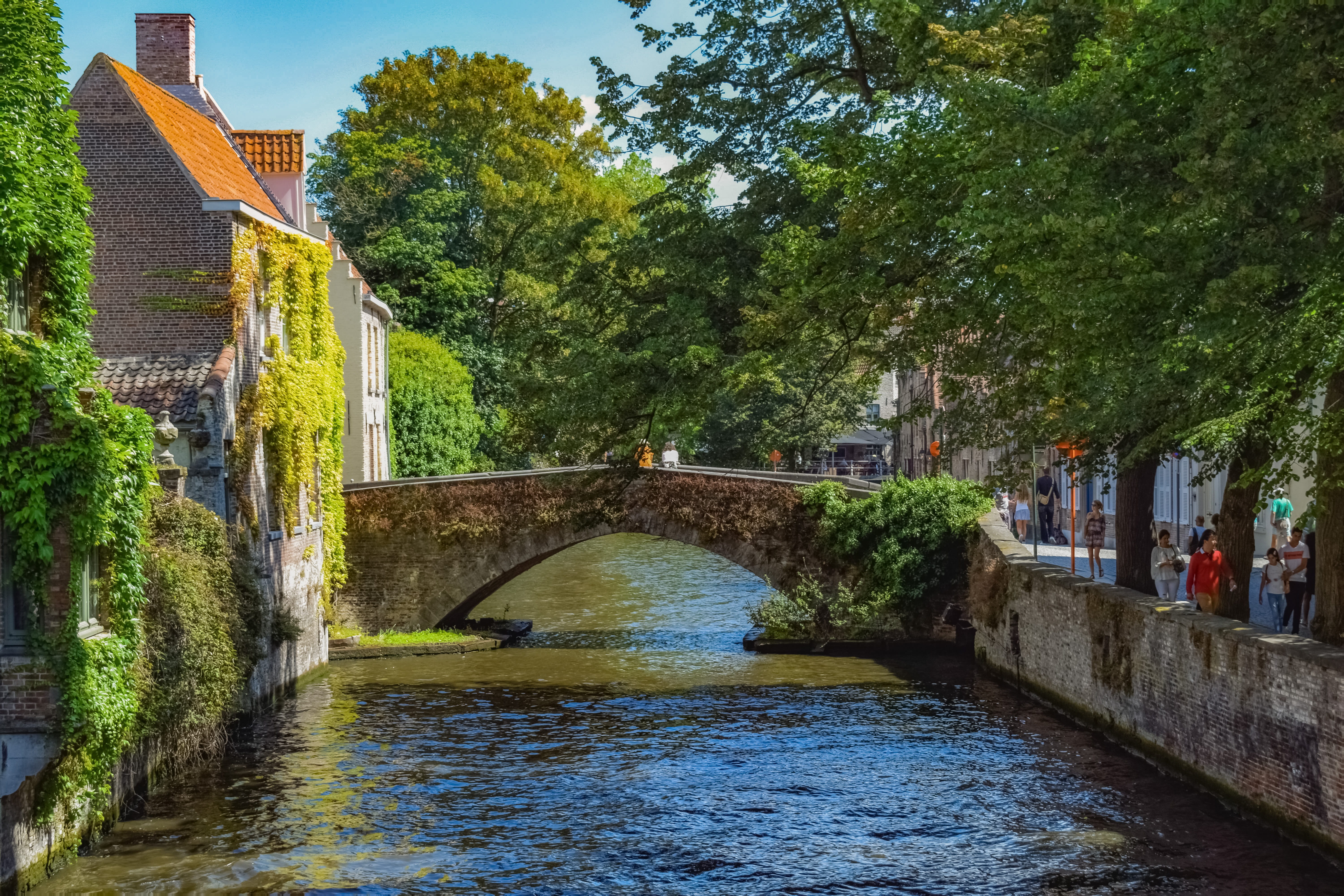 no people, arch, flanders, connection, arch bridge, waterfront, canal, bridge - man made structure, nature, architecture, building exterior, tree, outdoors, HD Wallpaper