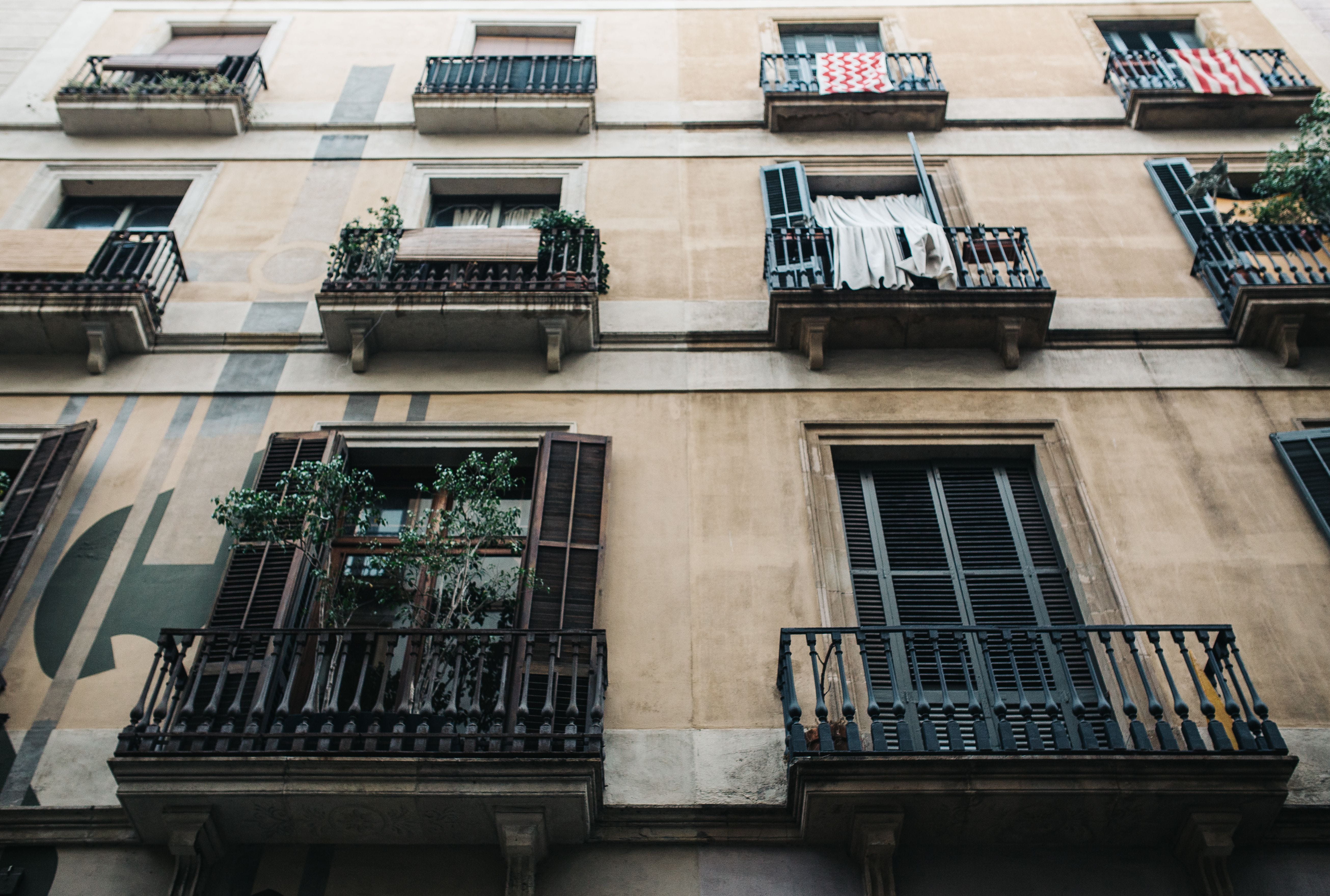 window, houses, apartment, potted plant, old town, city, windows, nature, building, no people, glass - material, townhouses, town, house, architecture, HD Wallpaper