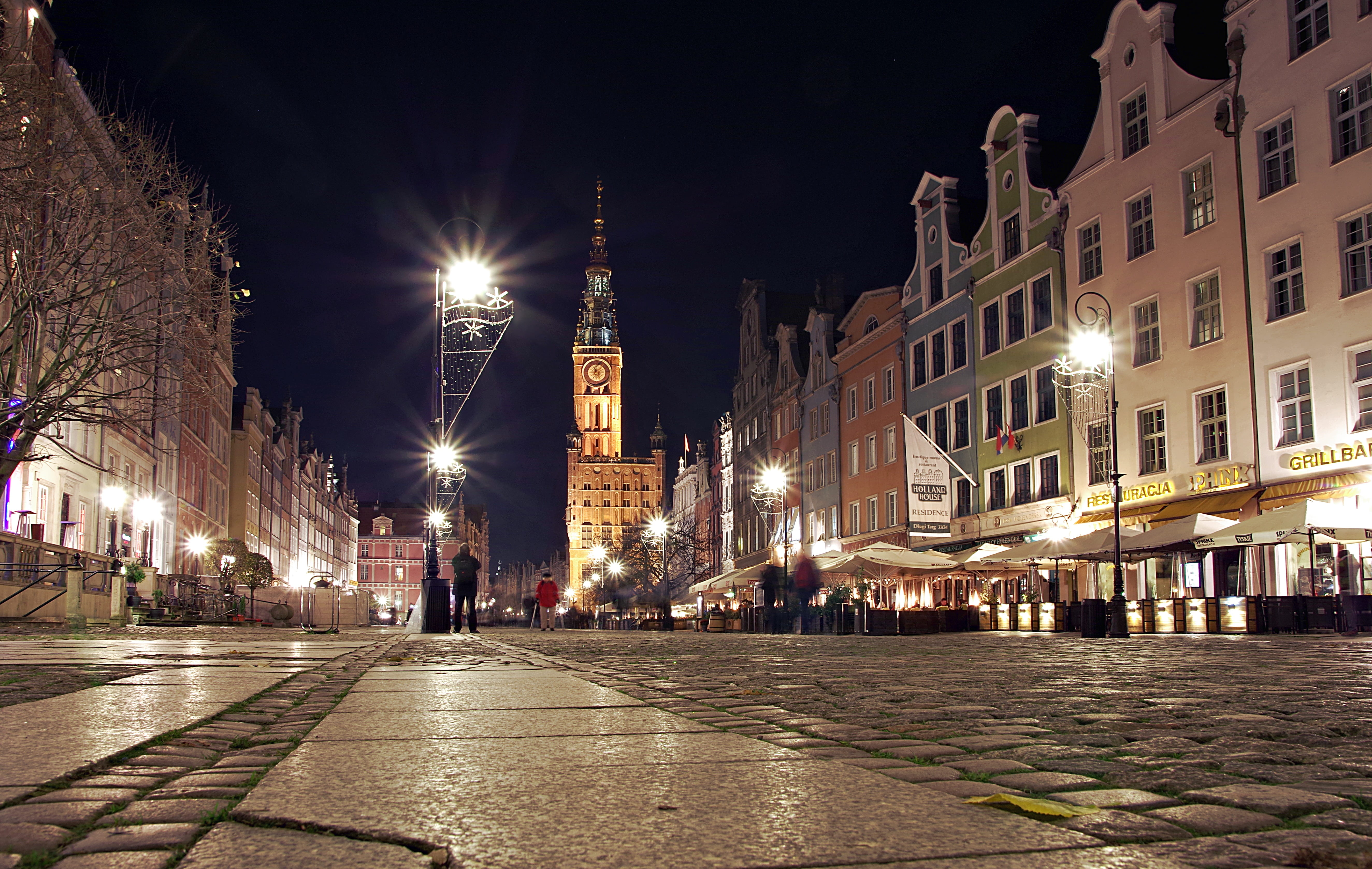 sky, building, architecture, light, monuments, long market, townhouses, transportation, the town hall, travel destinations, street light, lighting equipment, HD Wallpaper