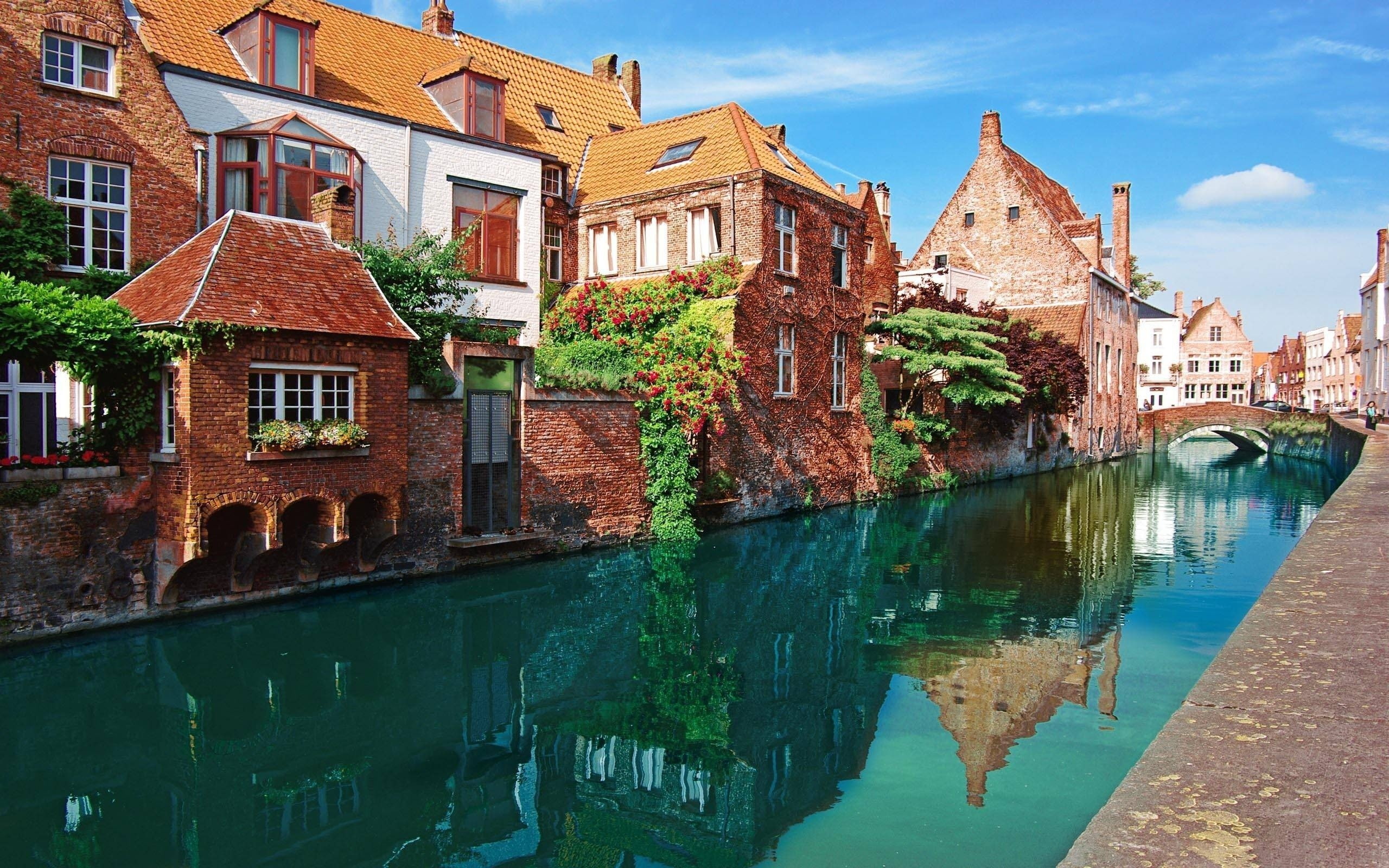 nature, Belgium, water, 2K, building, canal, Bruges, city, HD Wallpaper