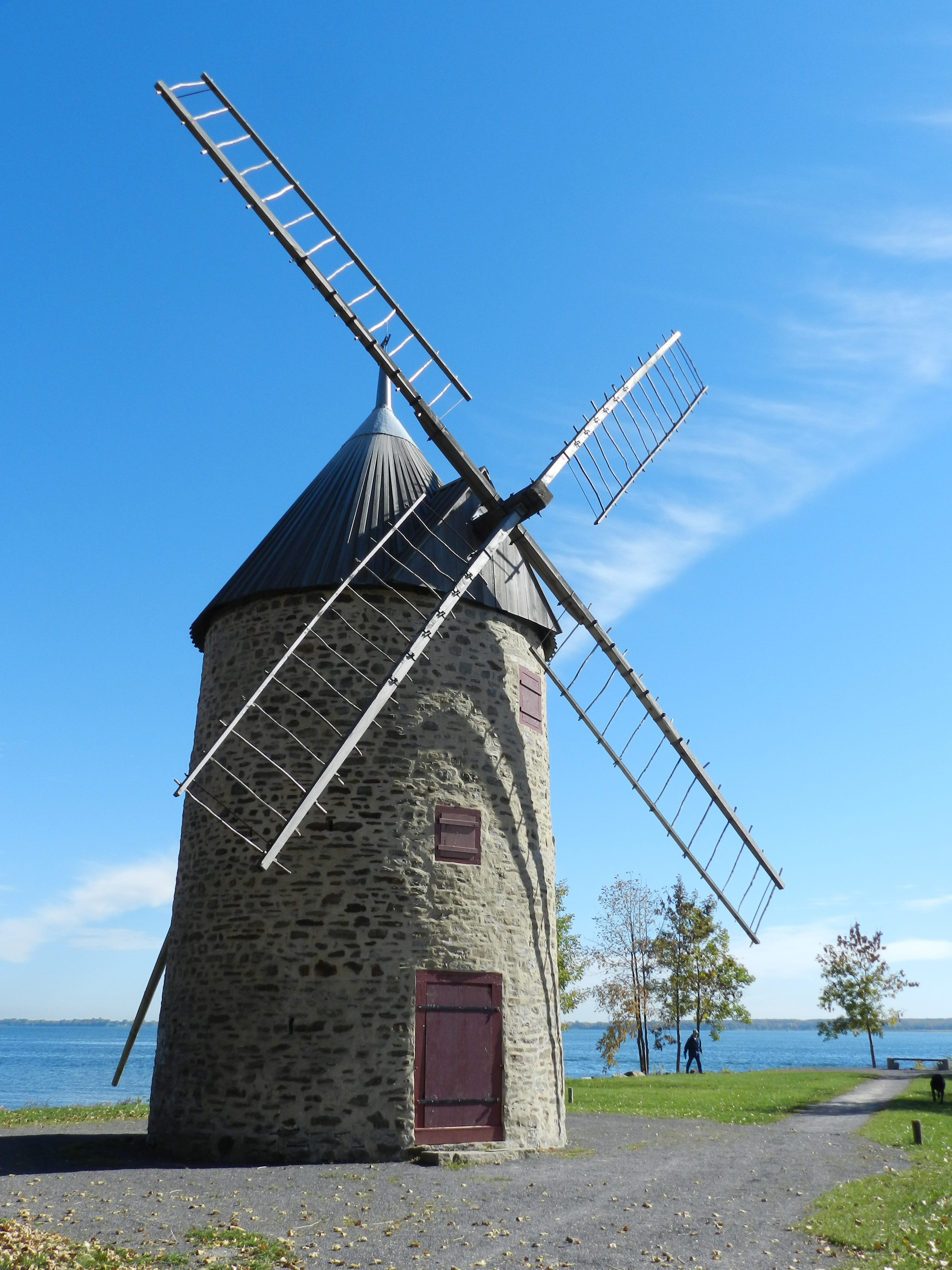 sky, nature, wind turbine, lake st-louis, structure, day, netherlands, blue, Sky, mill, history, field, architecture, traditional Windmill, fuel and power generation, Phone HD Wallpaper