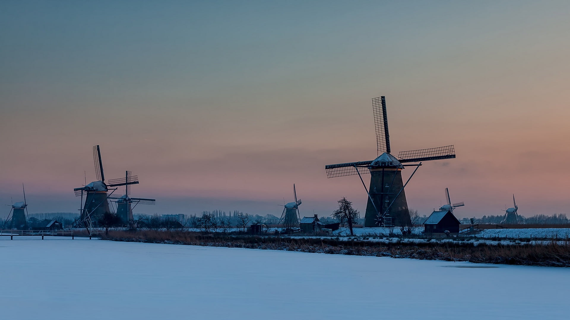 fuel and Power Generation, environmental conservation, built Structure, industry, old, brown, cultures, windmills, generator, snow, dutch Culture, turbine, HD Wallpaper