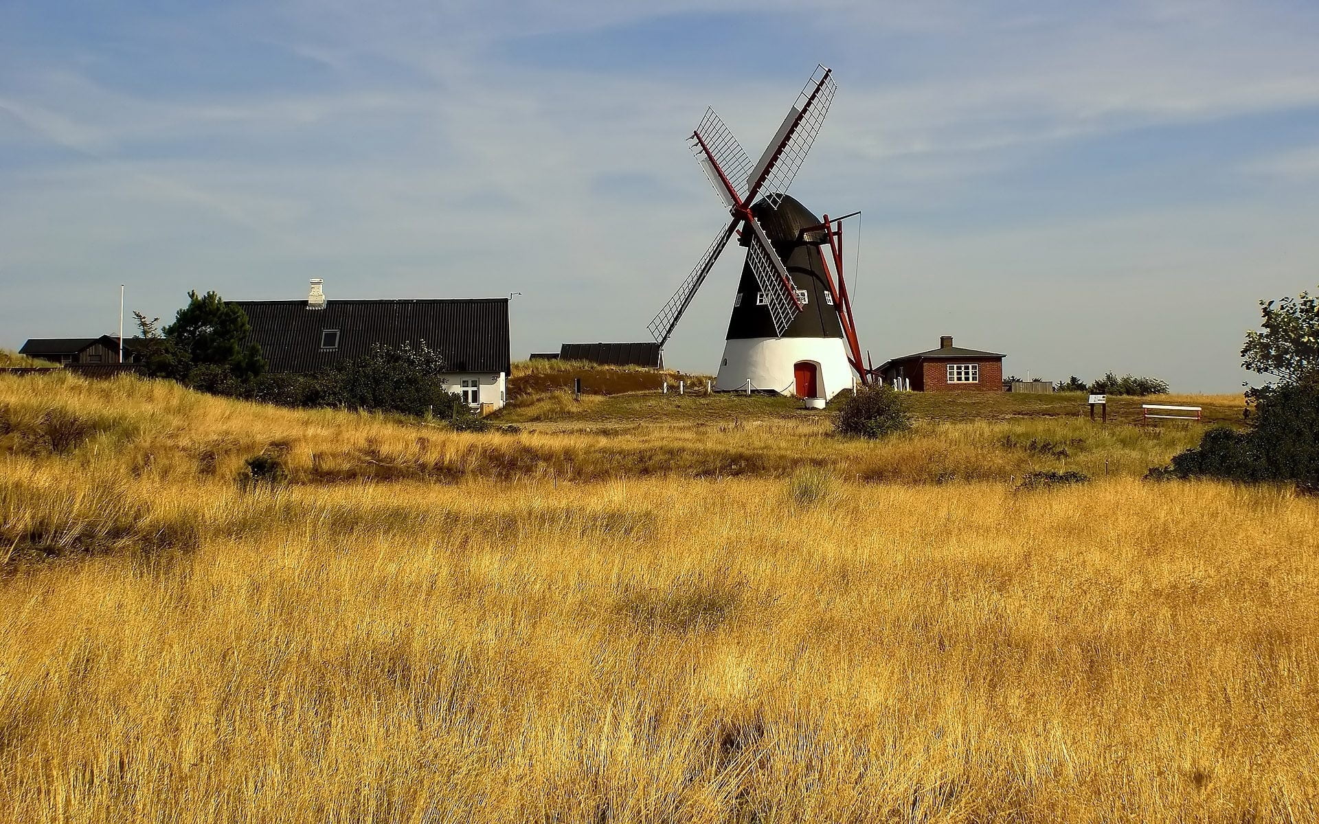 outdoors, wind, landscape, wood - Material, building exterior, fuel and power generation, europe, day, turbine, plant, brown, traditional Windmill, land, HD Wallpaper