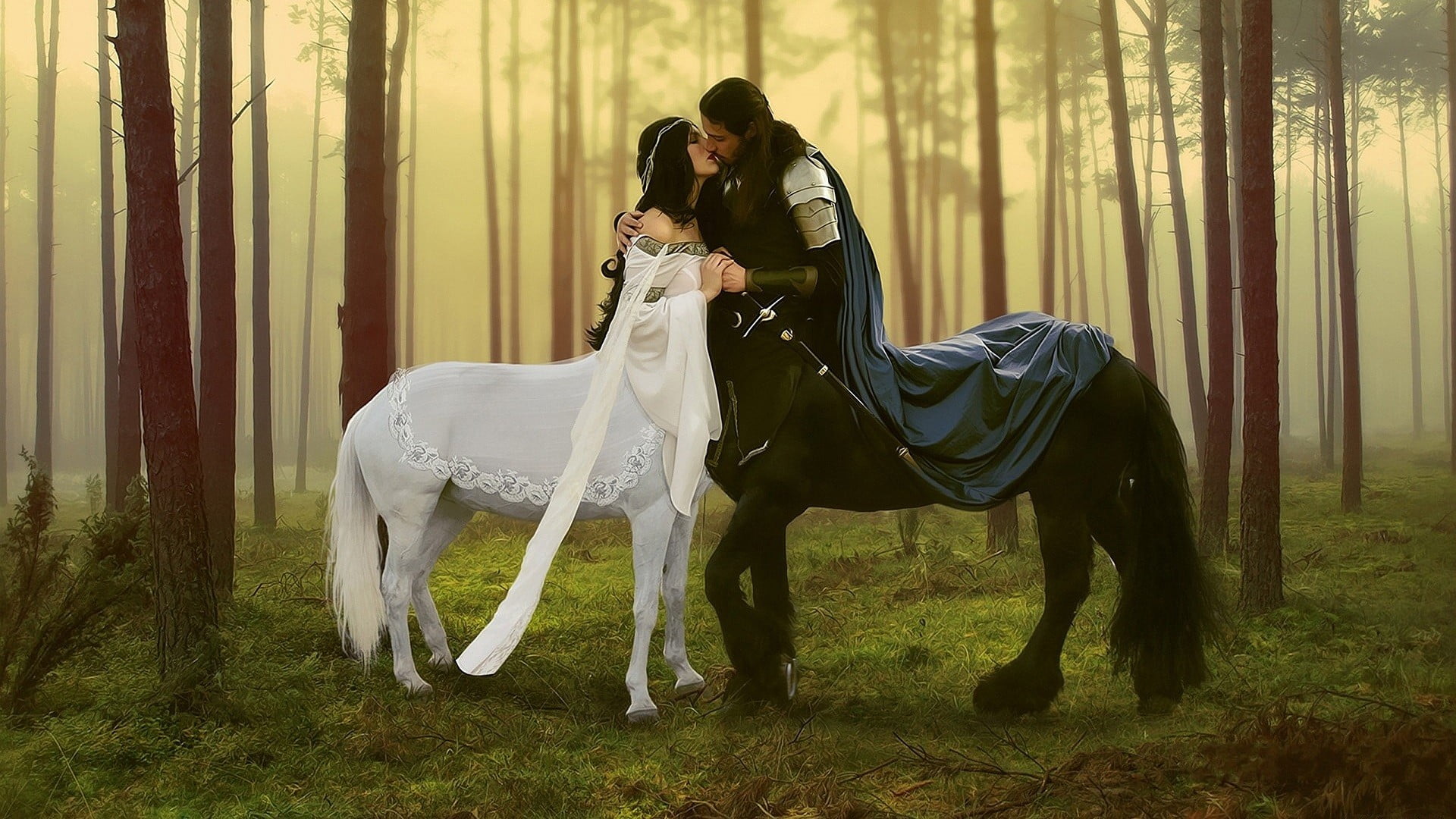 full length, herbivorous, two, 1080P, horse, wedding, riding, lifestyles, two people, real people, newlywed, kissing, outdoors, leisure activity, pets, HD Wallpaper