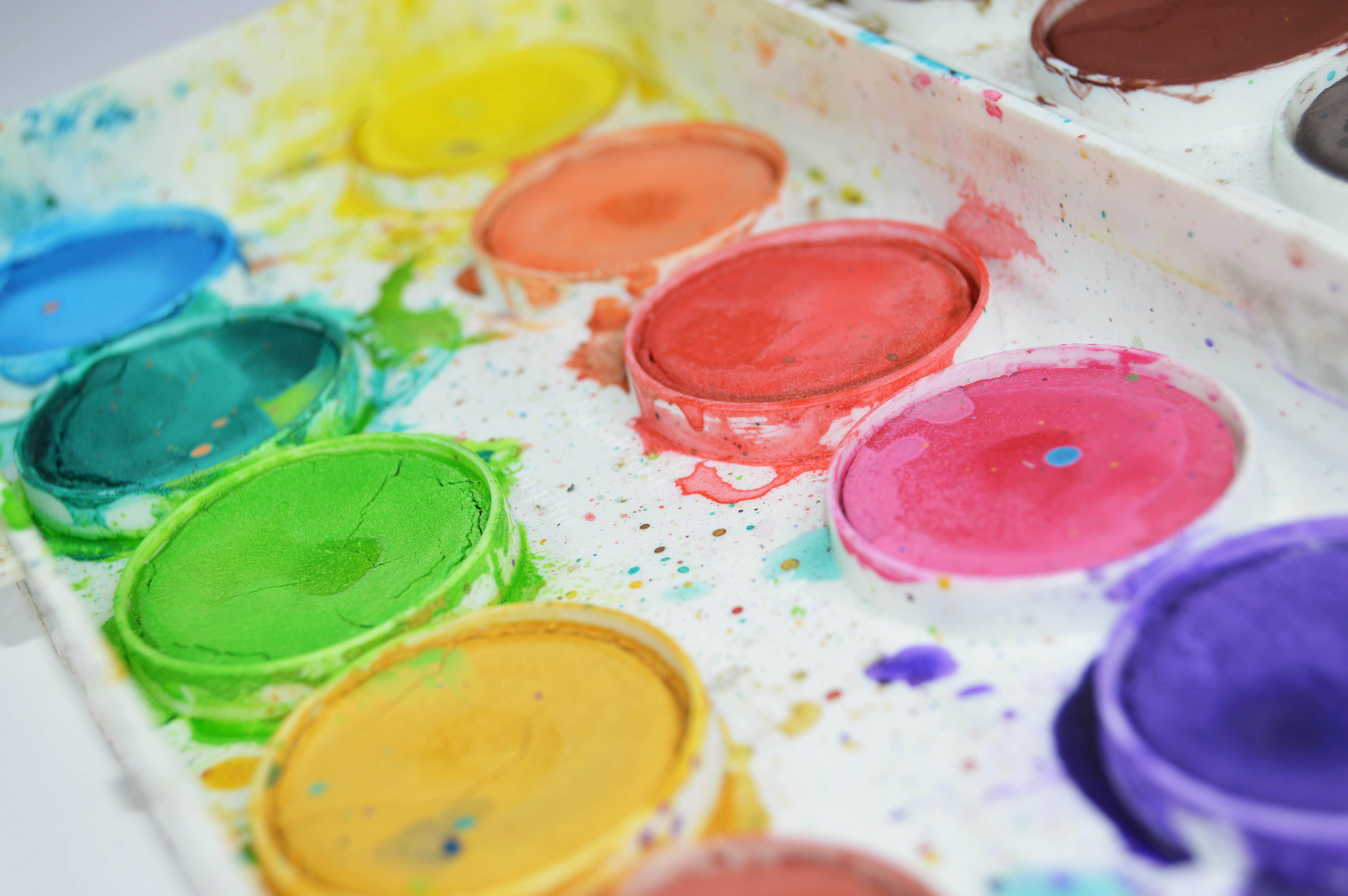 variation, high angle view, leisure, art, close-up, creativity, assorted, colors, colours, water colours, water colors, hobby, watercolors, creative, color, HD Wallpaper