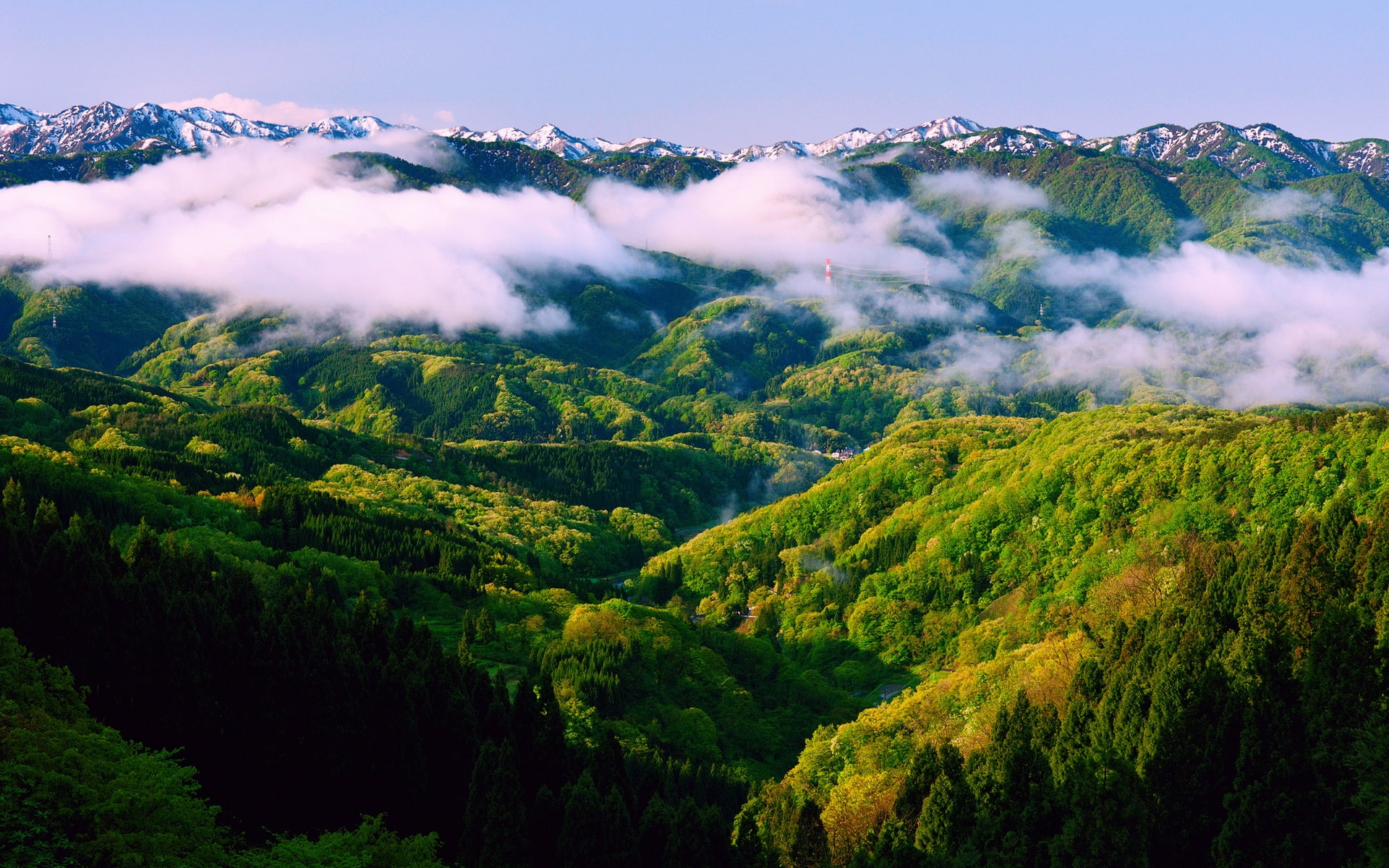 Spring, Nature, Ishikawa, Japan, Mountains, Morning, Mist, Landscape, 1080P, Honshu, Beautiful, HD Wallpaper