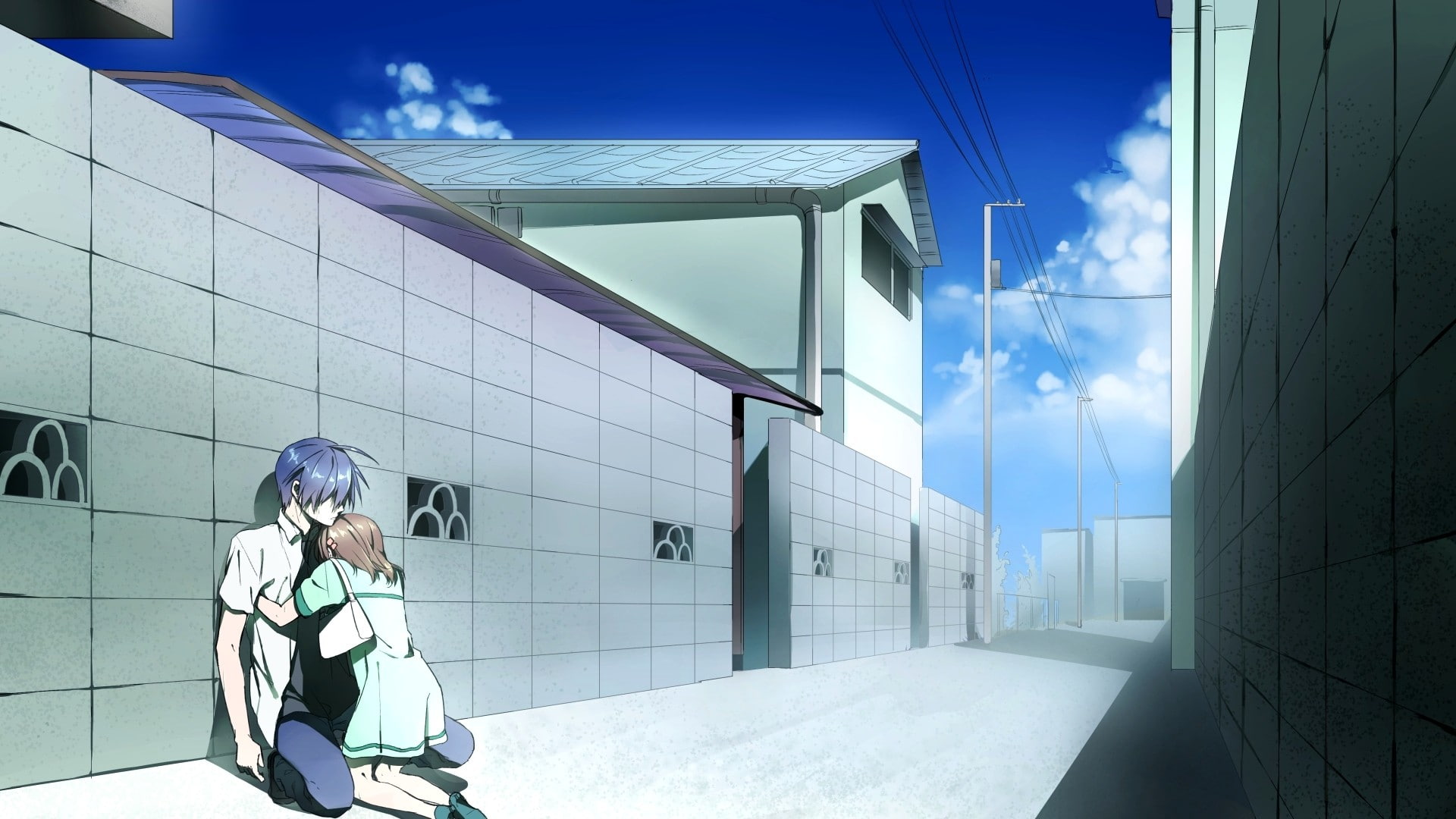 city, Tomoya Okazaki, sadness, 1080P, anime, Okazaki Tomoya, Clannad, Nagisa Furukawa, crying, couple, HD Wallpaper