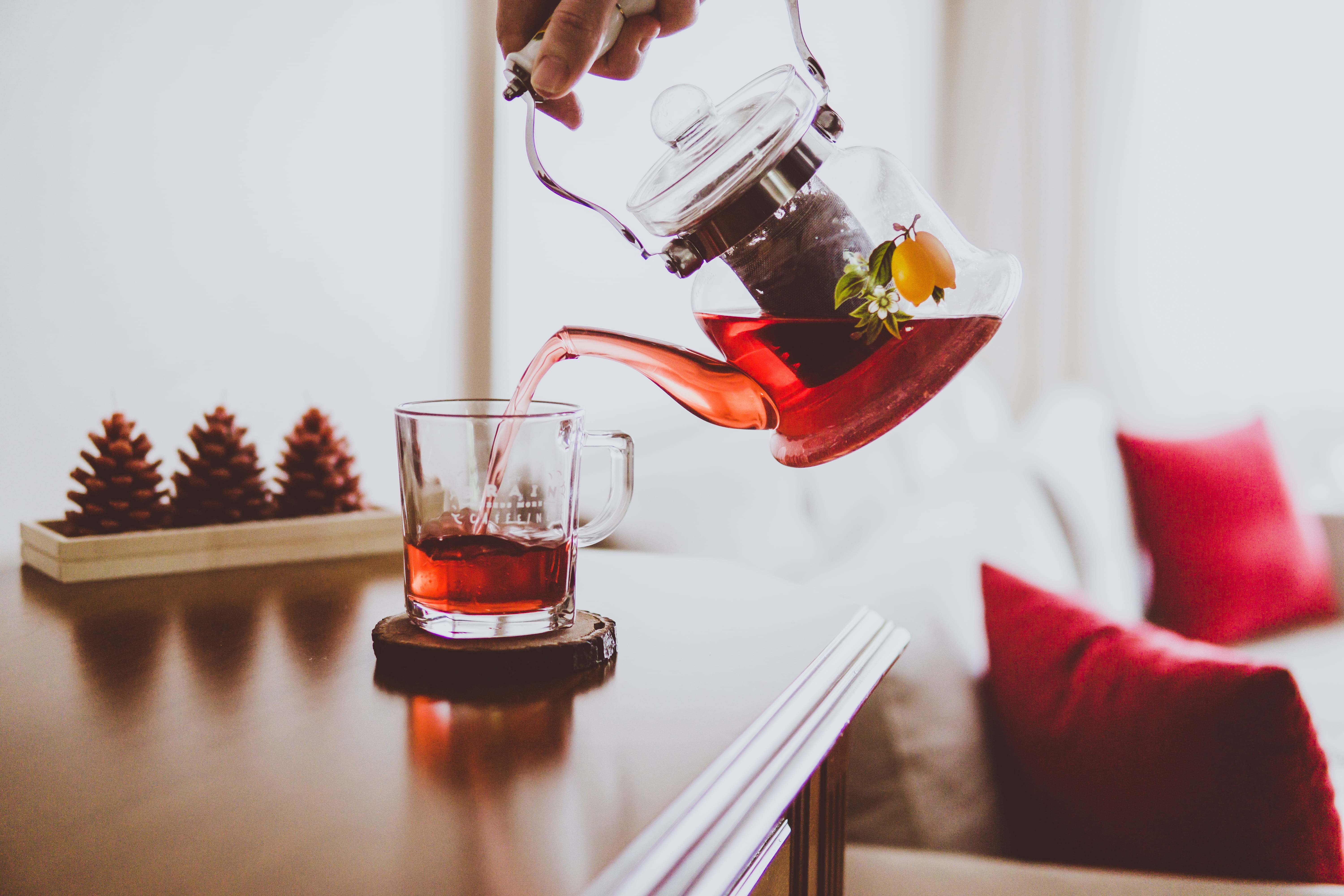 lifestyles, red, females, house, tea, one Person, beverage, interior, pouring, home Interior, mug, table, refreshment, preparation, domestic Life, 5K, HD Wallpaper