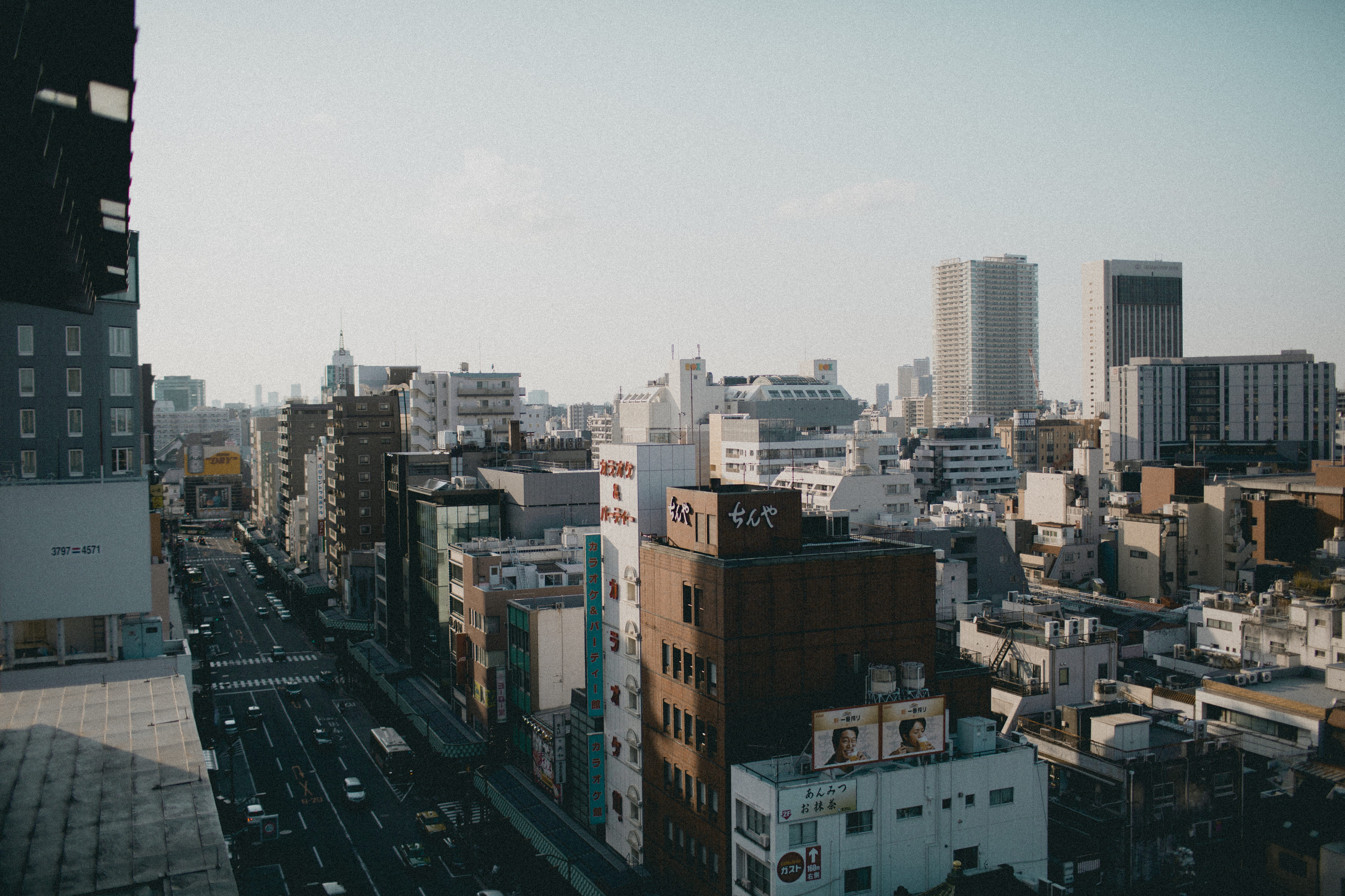 concrete, ship, modern design, day, office building exterior, scenery, building, tall - high, downtown, white, city life, outdoors, tokyo, japan, high angle view, HD Wallpaper