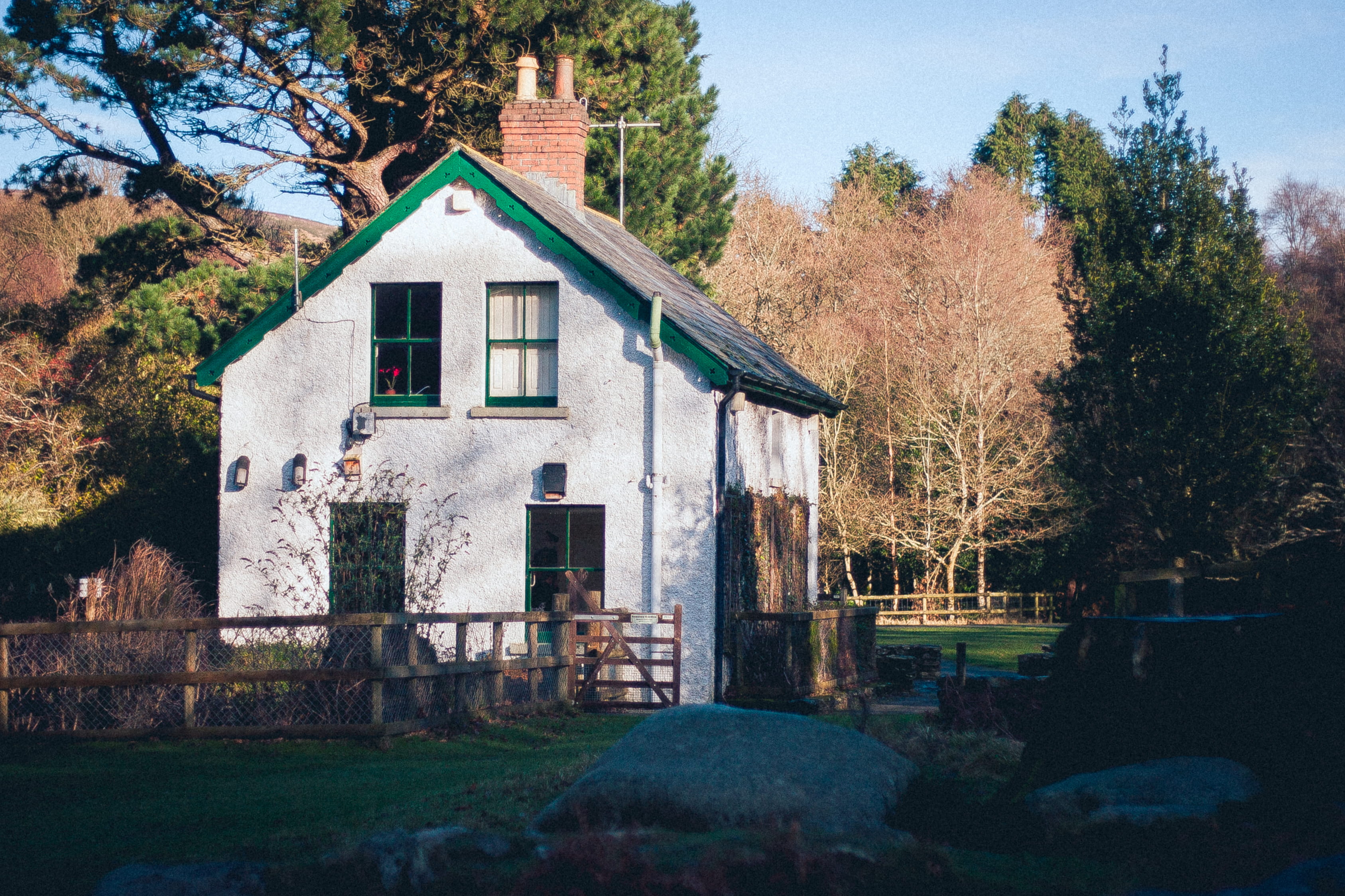 facade, belief, dublin, fire, forest, residential district, barn, tree, wicklow, ireland, no people, house, plant, nature, architecture, sky, cottage, out house, HD Wallpaper