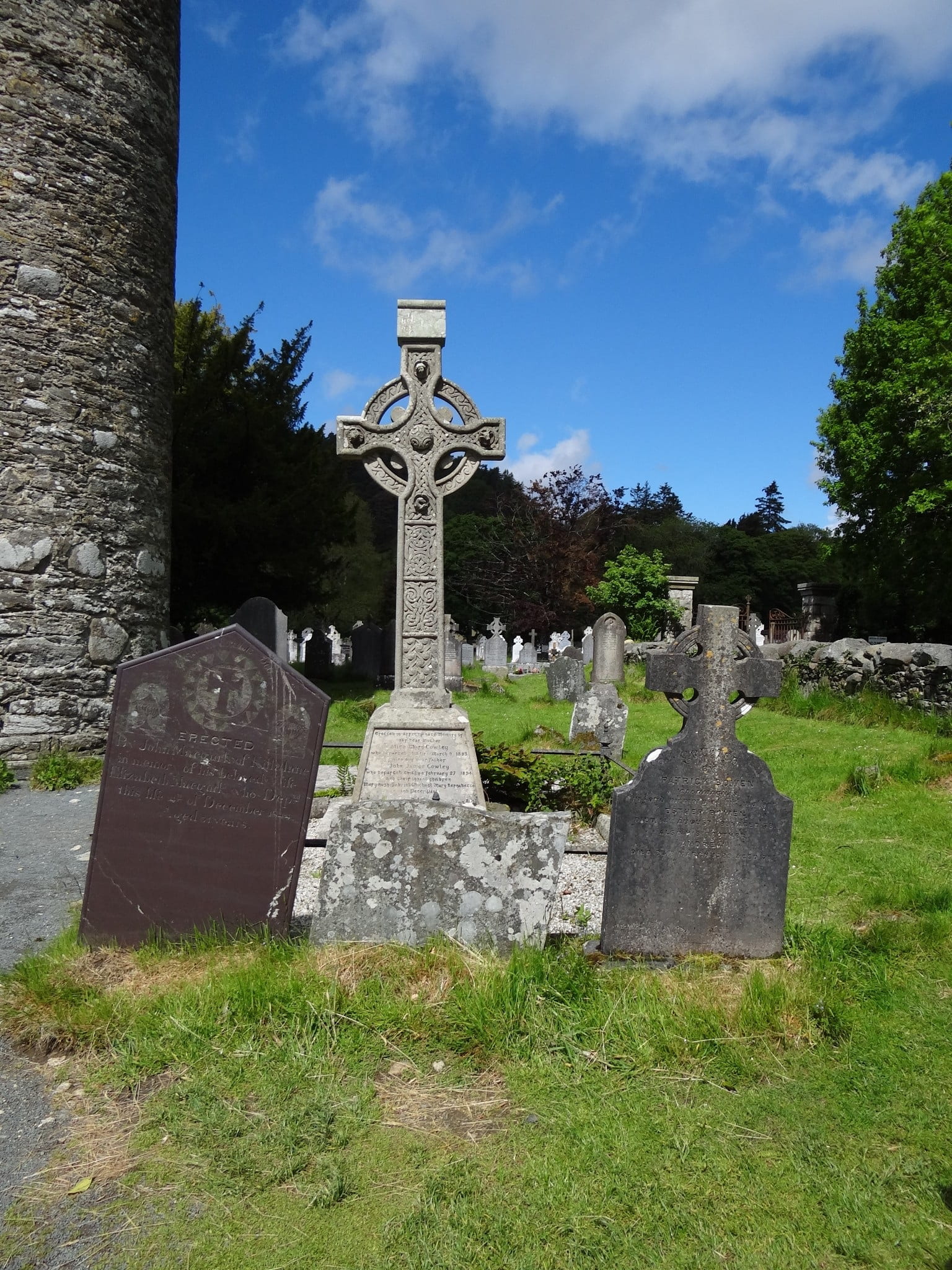 gothic, religion, irish, grave, 1080P, outdoors, the past, graveyard, sadness, cemetery, stone, architecture, sky, plant, cloud - sky, stone material, Phone HD Wallpaper