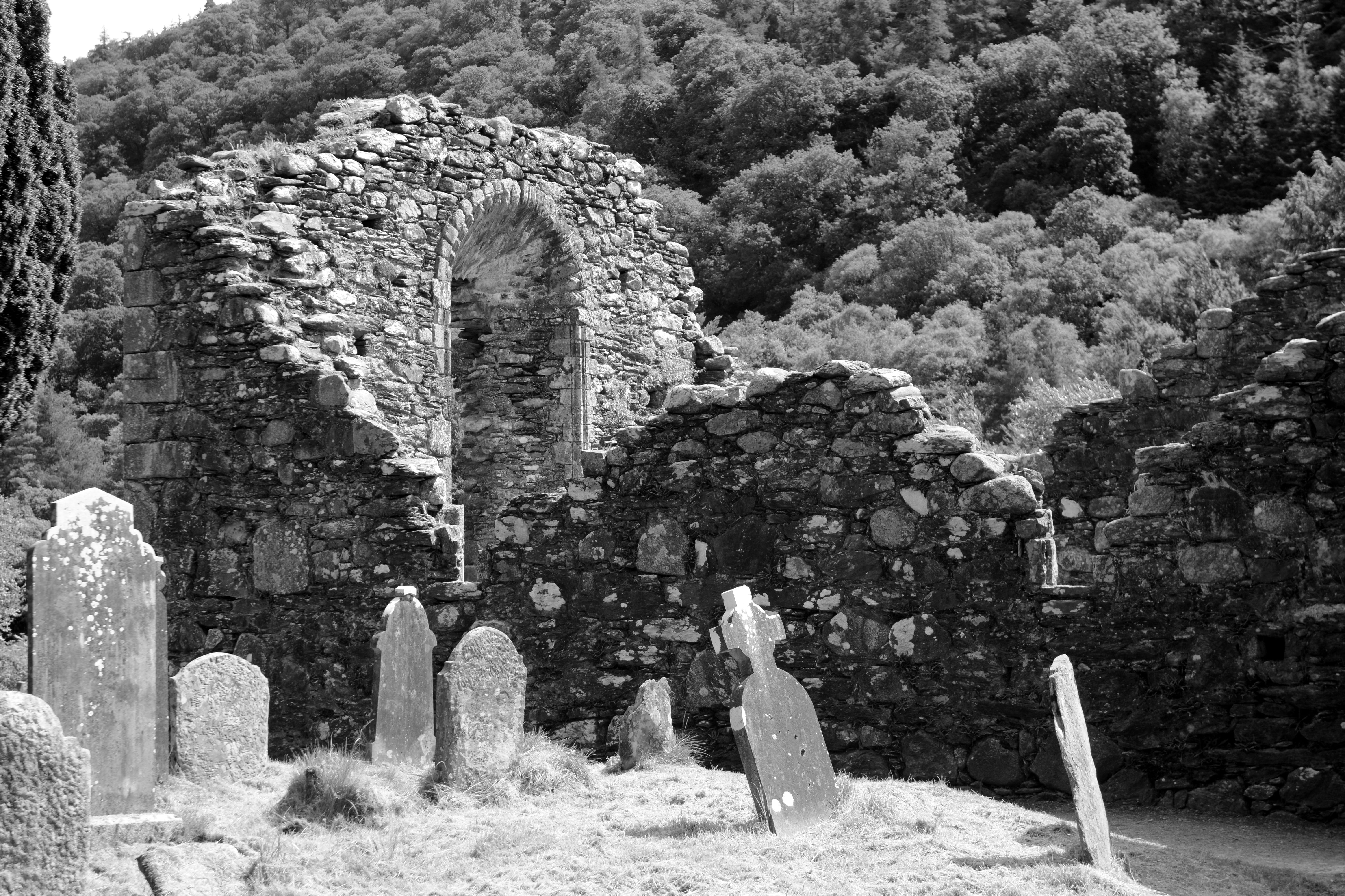 old ruin, church, glendalough, history, ireland, ancient, no people, deterioration, grave, middle ages, stone, building, outdoors, building exterior, stone cross, HD Wallpaper