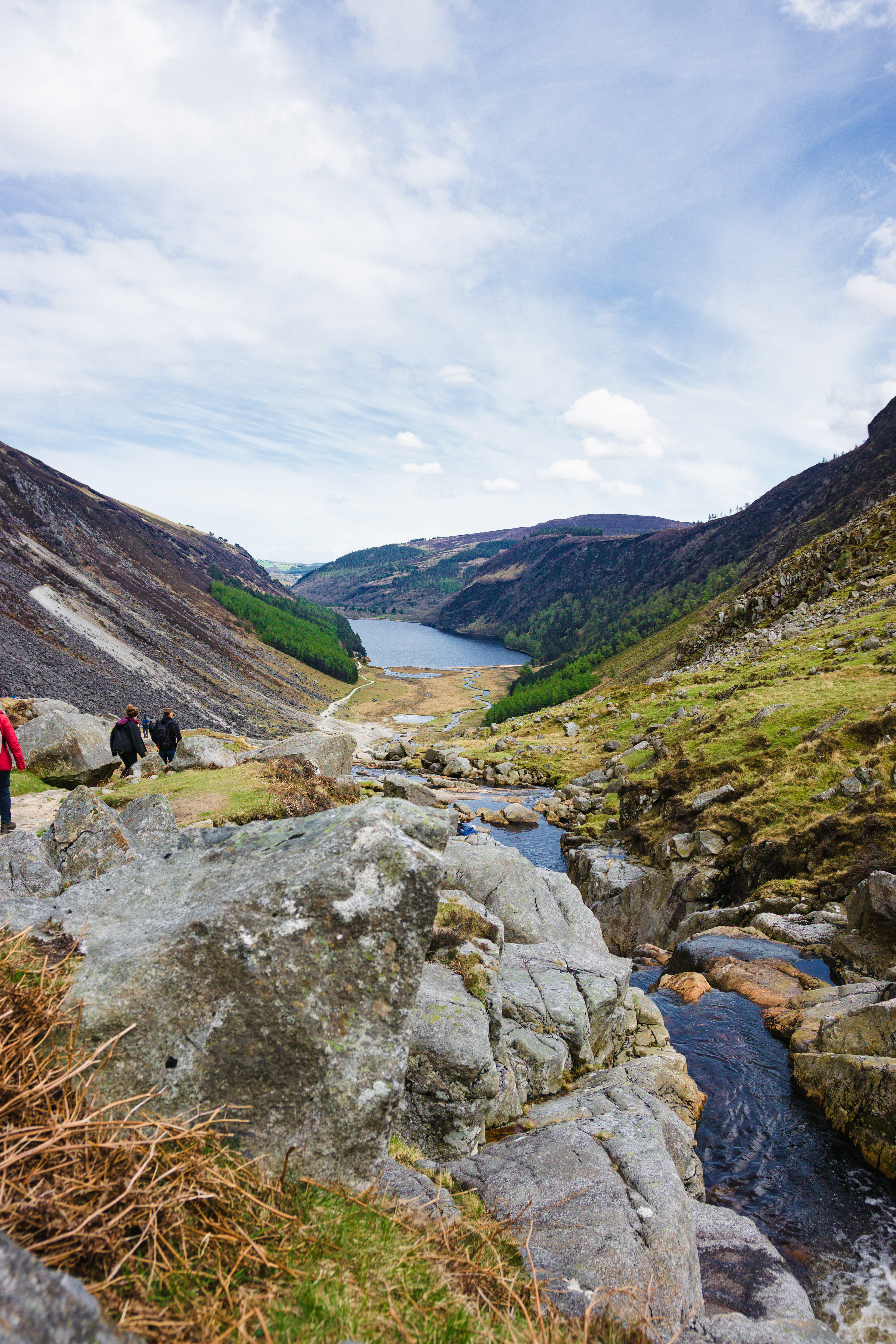 rock - object, ireland, mountain range, real people, lifestyles, mountain, flowing water, non-urban scene, 5K, lake, scenics - nature, stream - flowing water, Phone HD Wallpaper