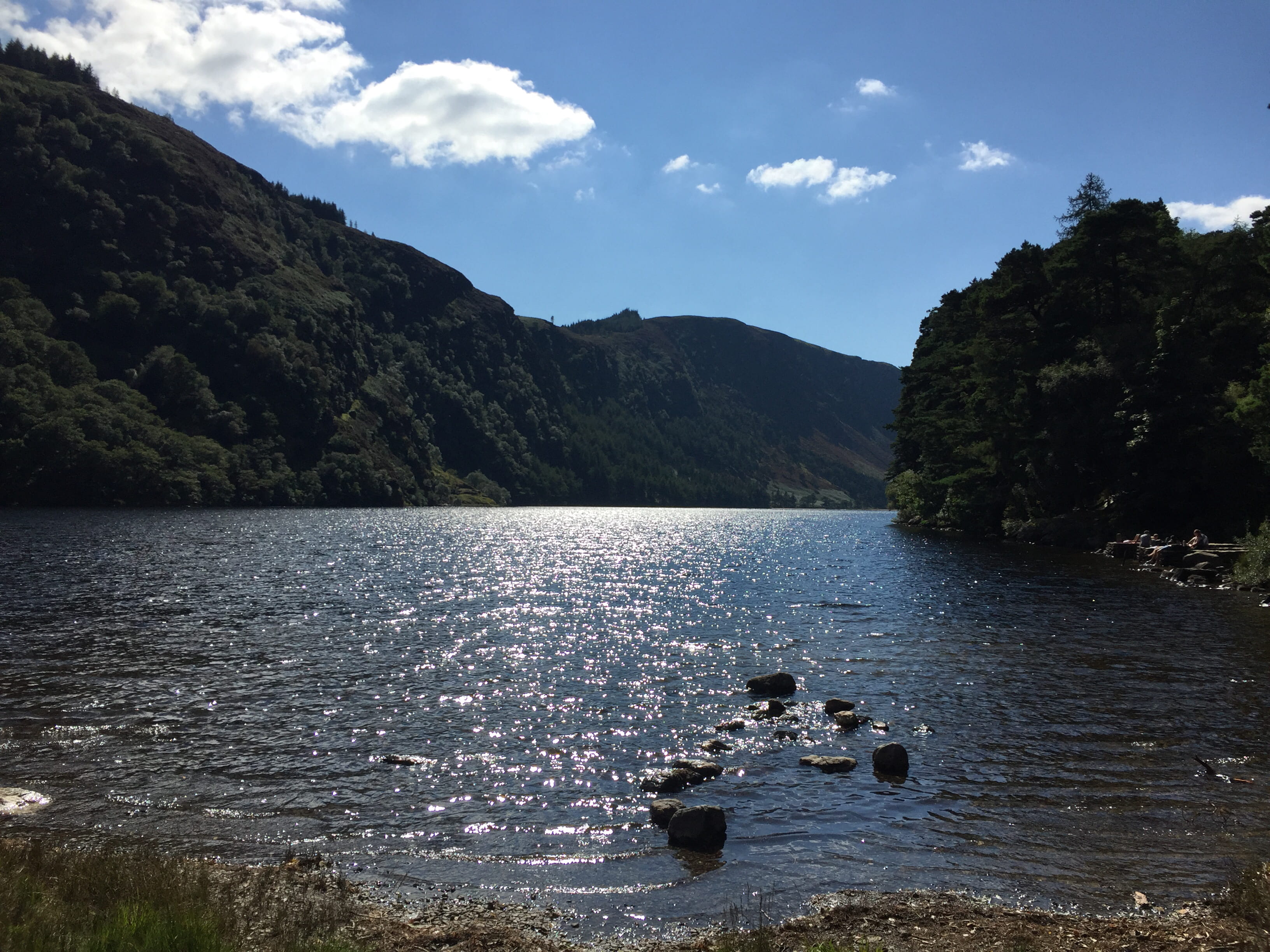 loch, cloud - sky, mountain, no people, ireland, lough, solid, lake, tranquil scene, day, glendalough, beauty in nature, tranquility, rock, plant, 2K, HD Wallpaper