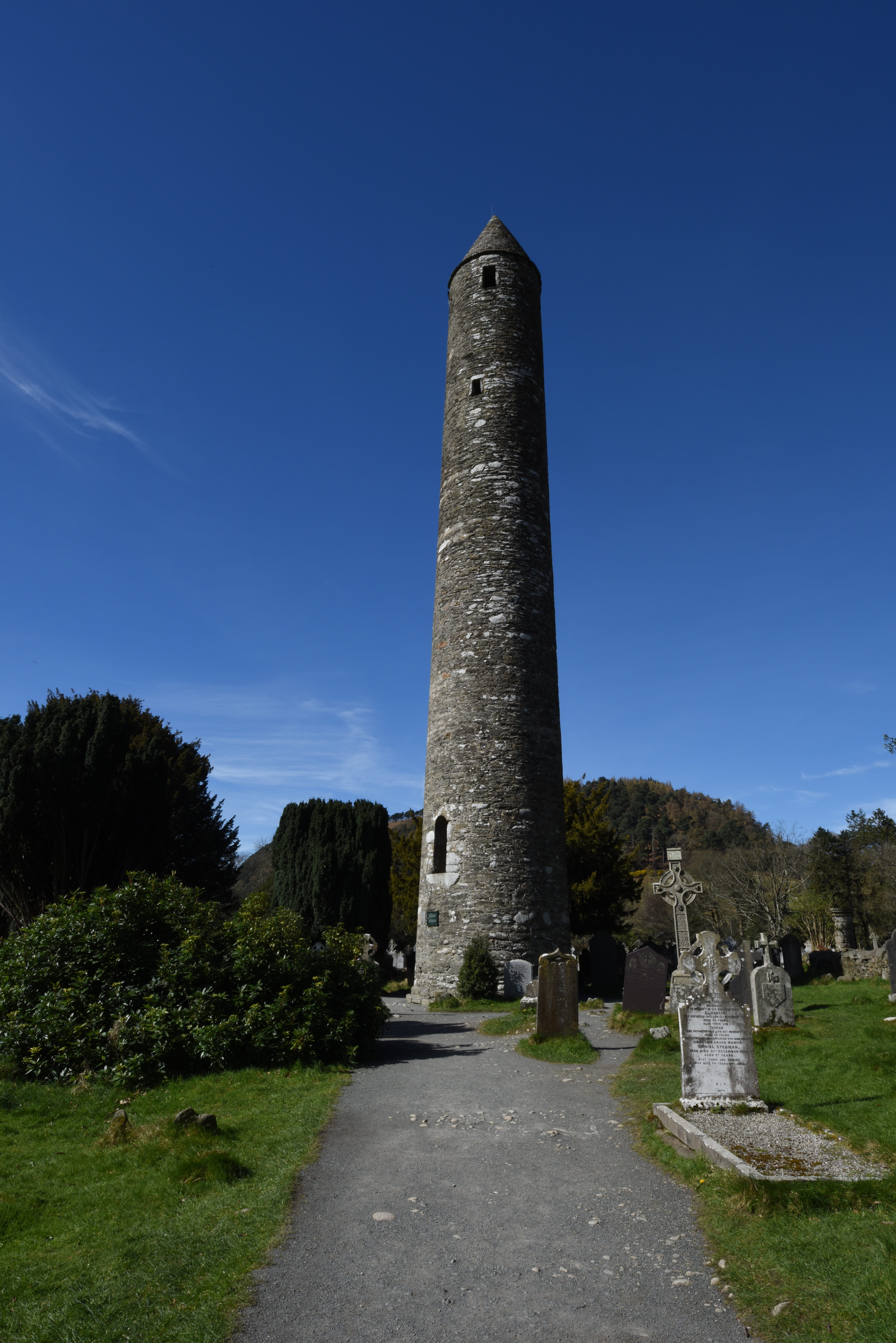 architecture, plant, ancient, nature, the way forward, historic, the past, Glendalough, building exterior, tree, Ireland, built structure, low angle view, Phone HD Wallpaper