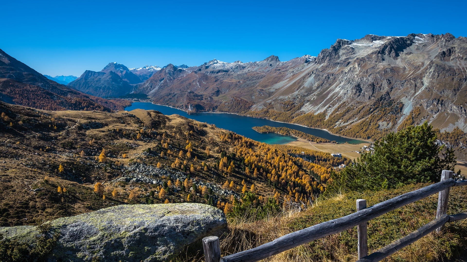 upper engadine valley, mountain, outdoors, day, sky, blue, valley, plant, beauty in nature, no people, environment, scenics - nature, water, clear sky, HD Wallpaper