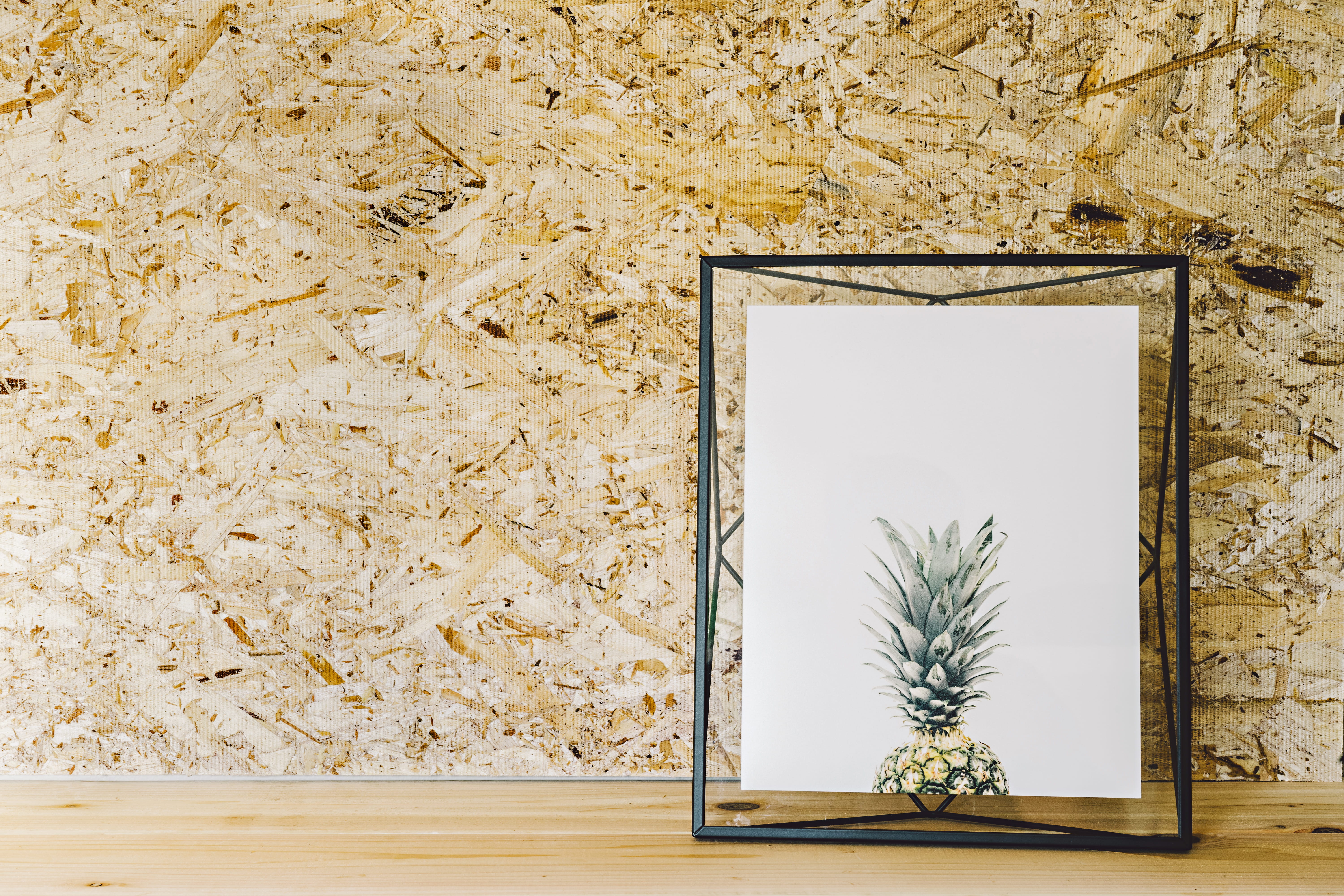 wall - building feature, modern art, rectangle, white color, nature, art, fruit, print, copy space, textured, elevator, picture frame, indoors, plant, pineapple, HD Wallpaper