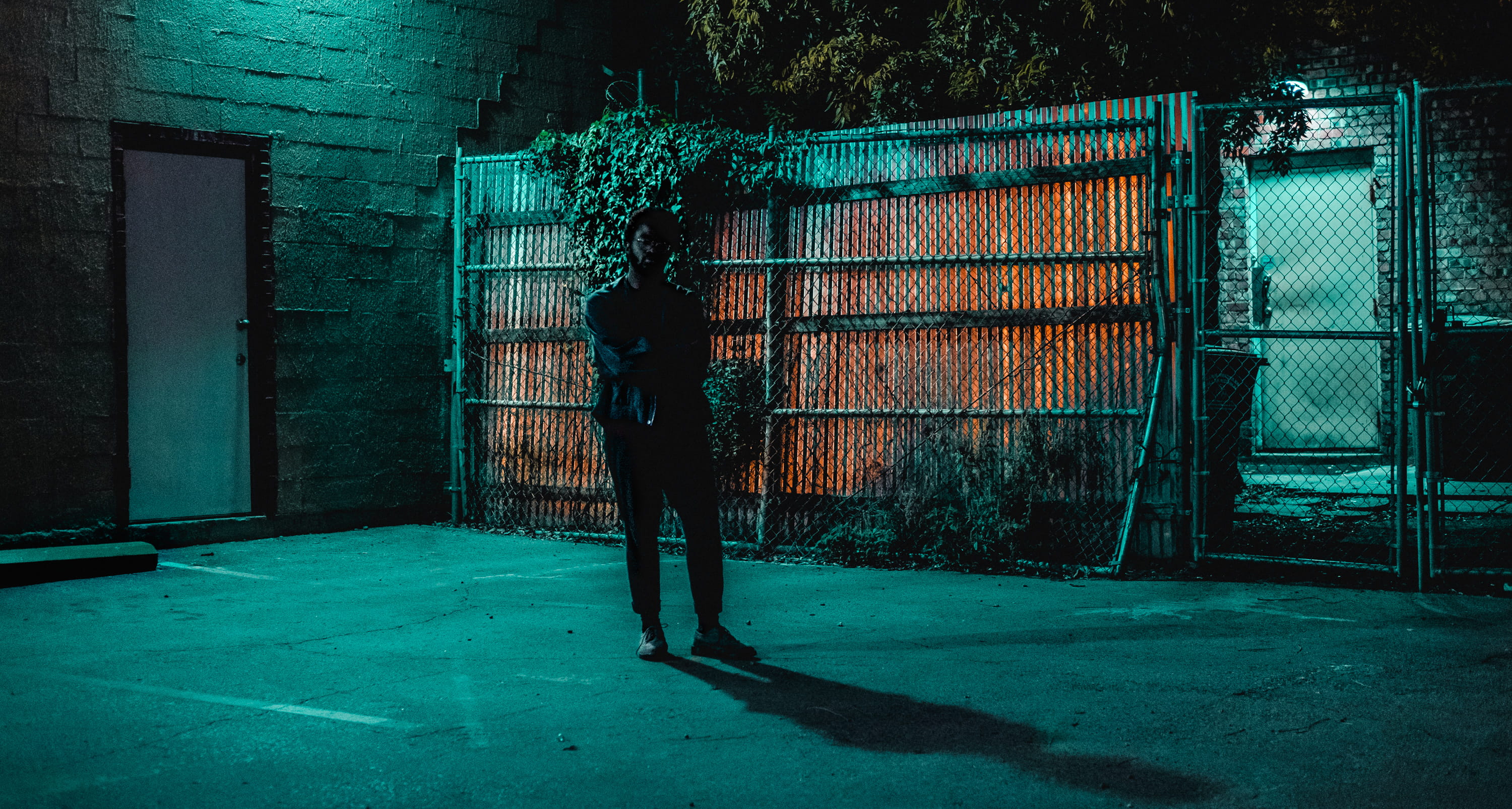 portrait, posing, barrier, light, night life, shrub, lifestyles, night, deep ellum, door, orange, x-pro2, leisure activity, architecture, boundary, security, HD Wallpaper