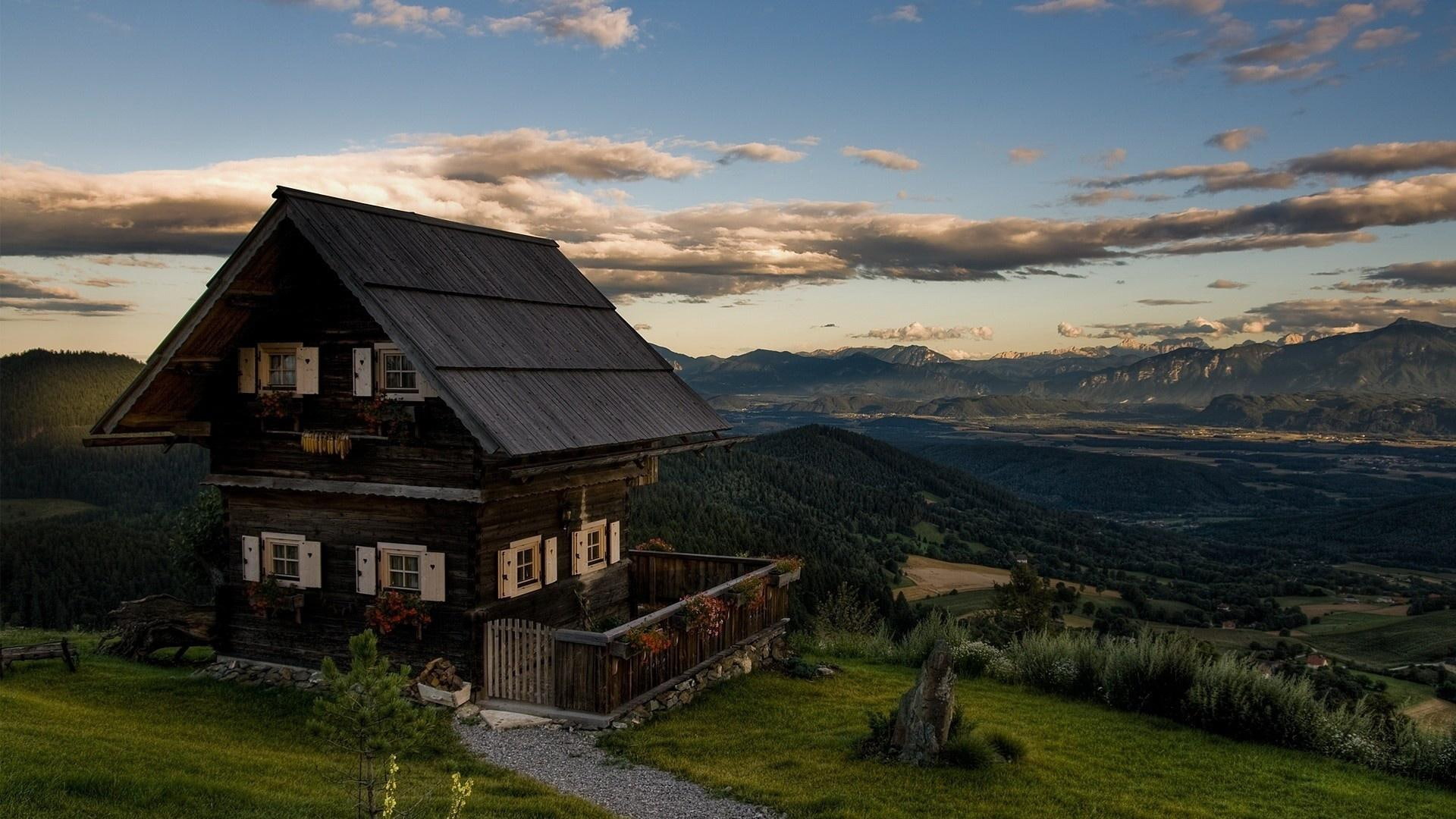 lonely, houses, mountains, mountaintop, house, nature, landscape, nature and landscapes, 1080P, HD Wallpaper