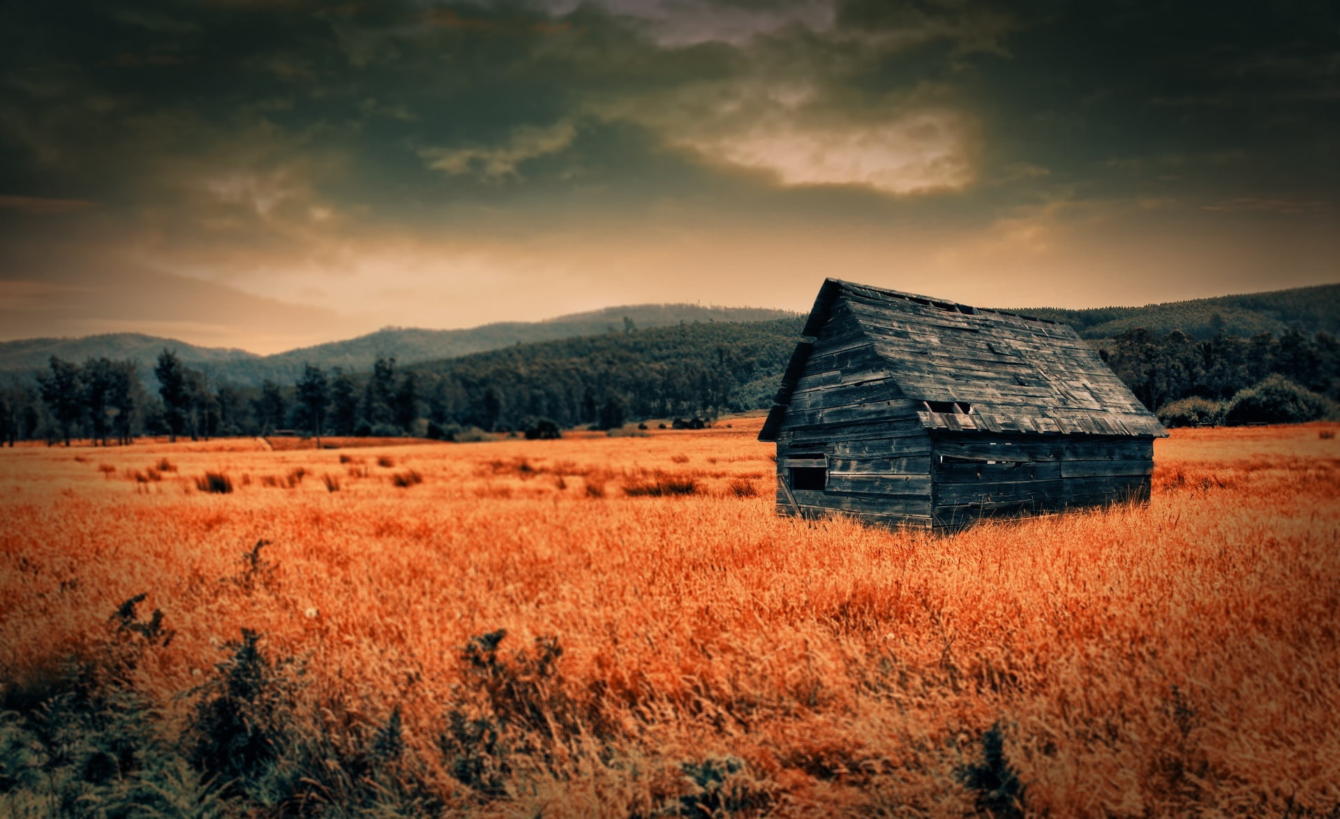 built structure, cloud - sky, building exterior, gray, plant, land, photo manipulation, environment, Scene, tranquil scene, mountain, tranquility, Creative, HD Wallpaper