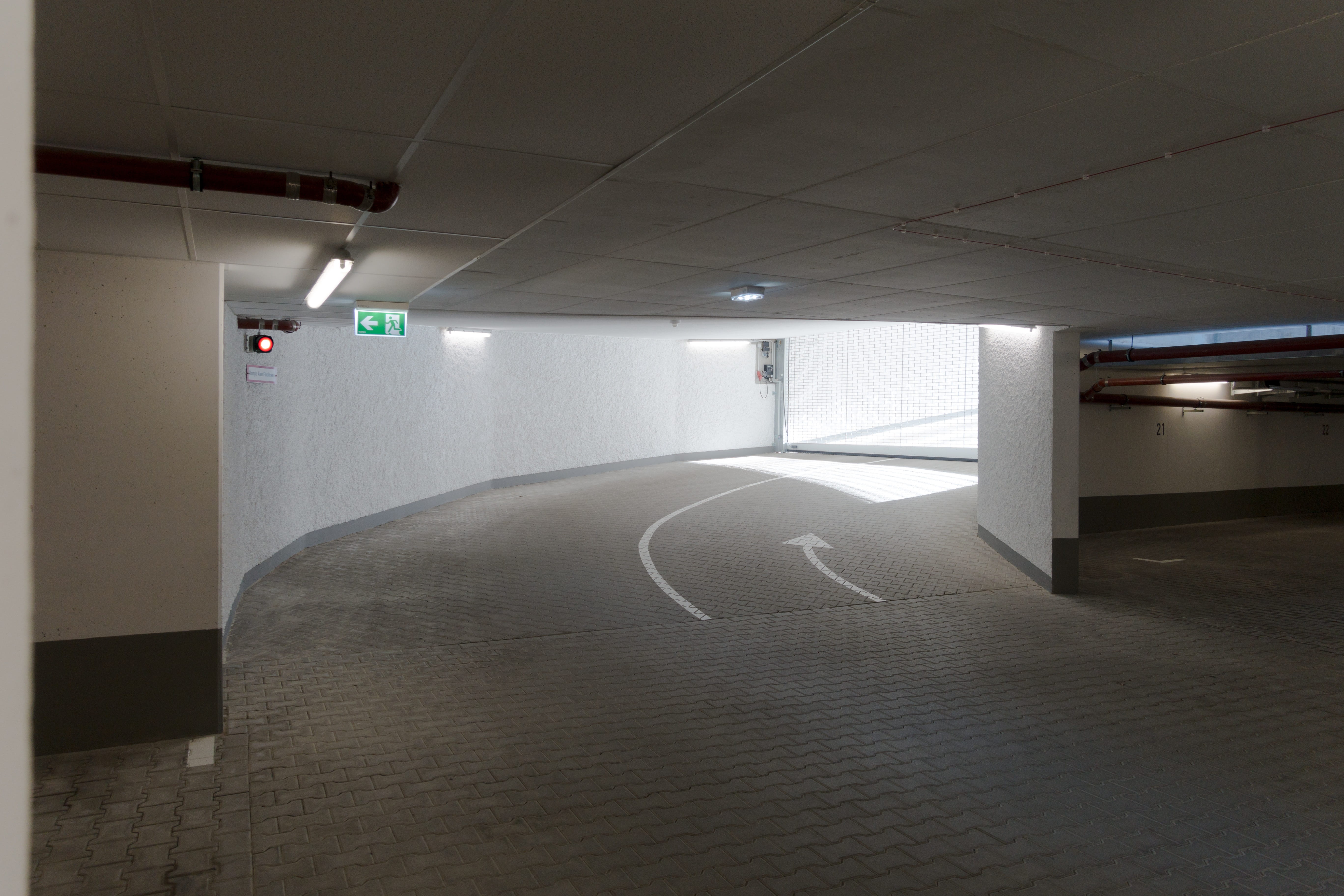 pattern, trist, 5K, no People, corridor, columnar, parking lot, neon tube, day, underground car park, cement, built Structure, transportation, indoors, HD Wallpaper