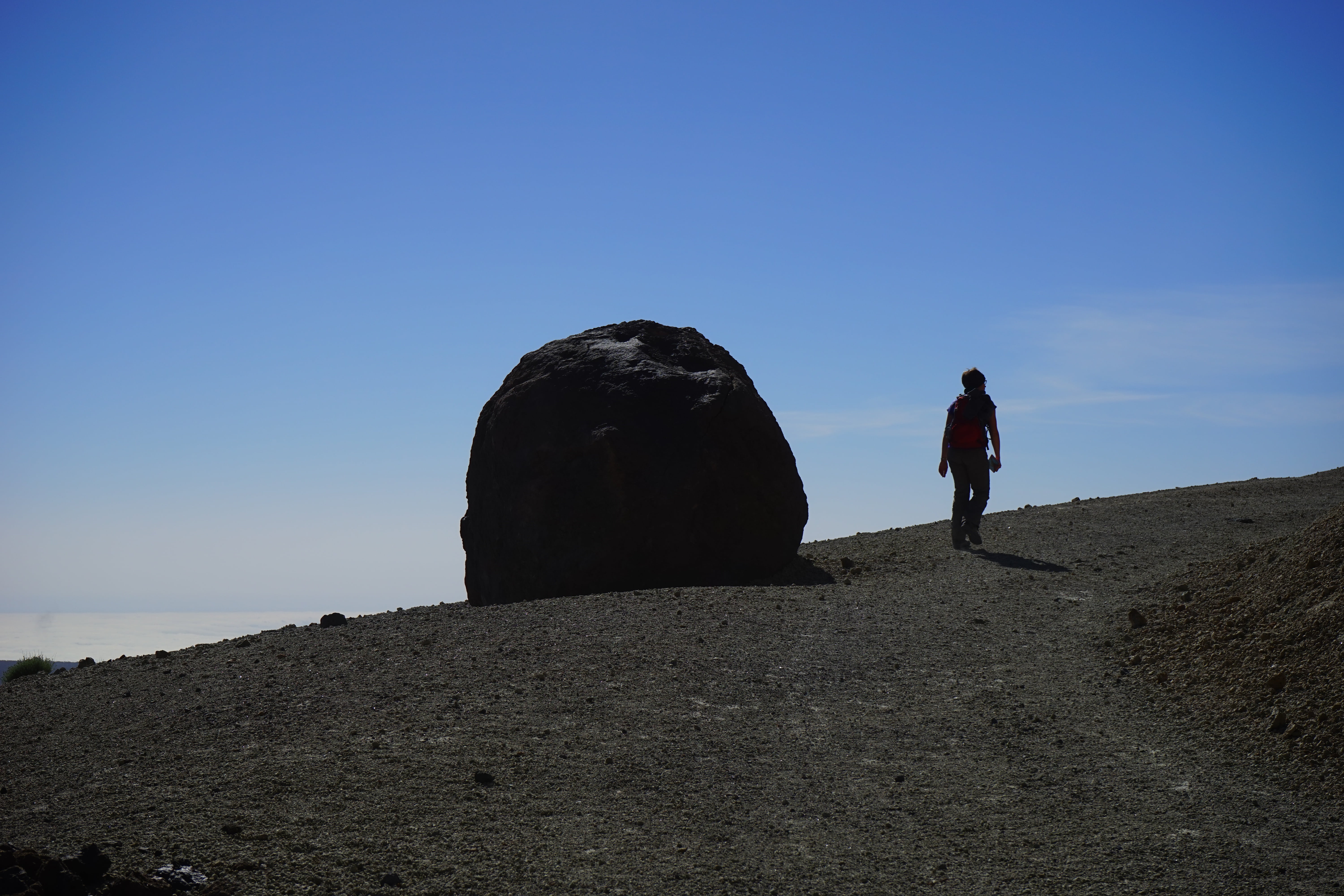 rock - object, copy space, land, away, nature, canary islands, stone, sky, path, leisure activity, large, 5K, trist, standing, trail, lavaball, beauty in nature, HD Wallpaper