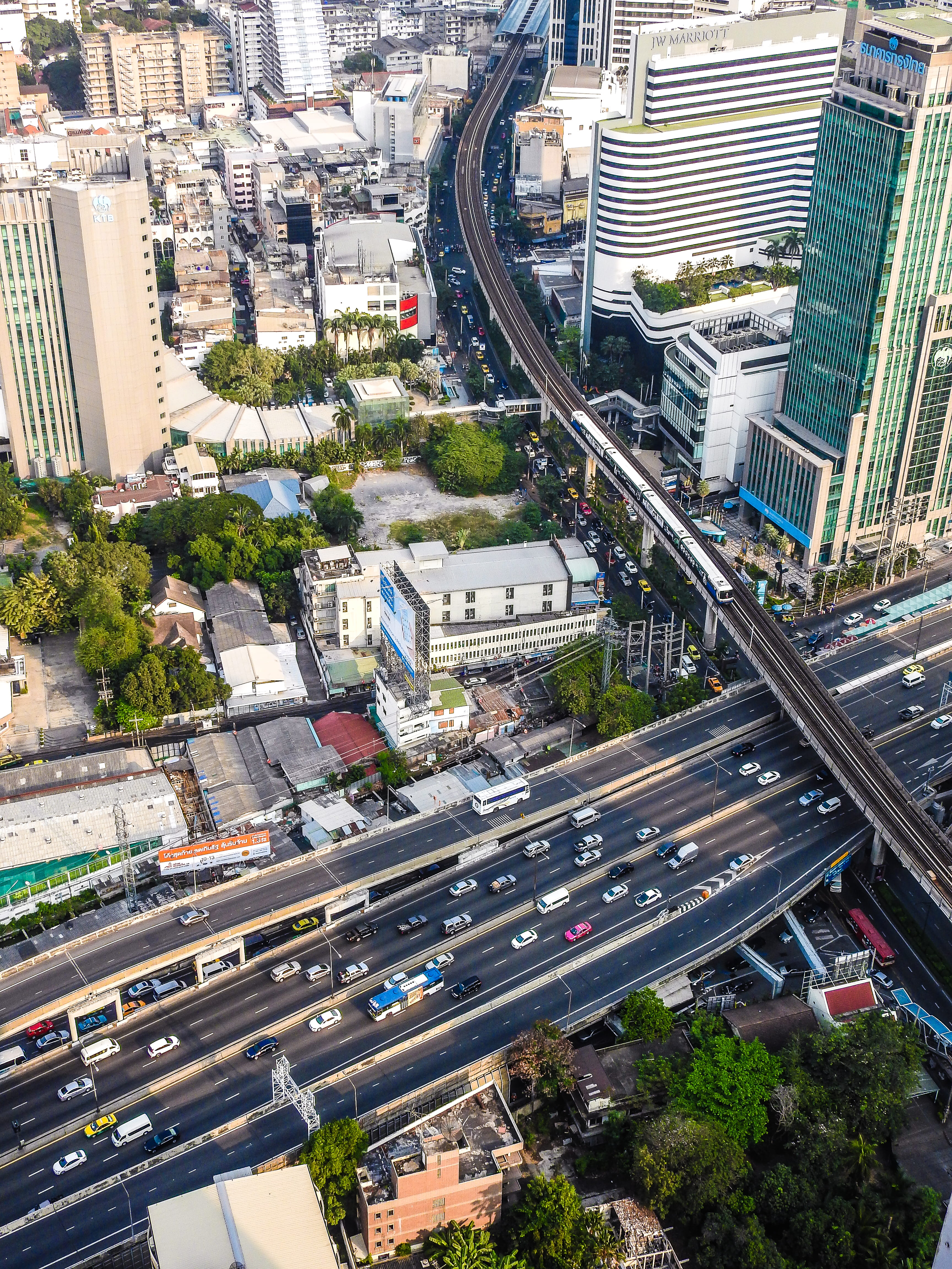 city, car, road, 4K, bangkok, mode of transportation, multiple lane highway, skyscraper, office building exterior, transportation, junction, built structure, Phone HD Wallpaper